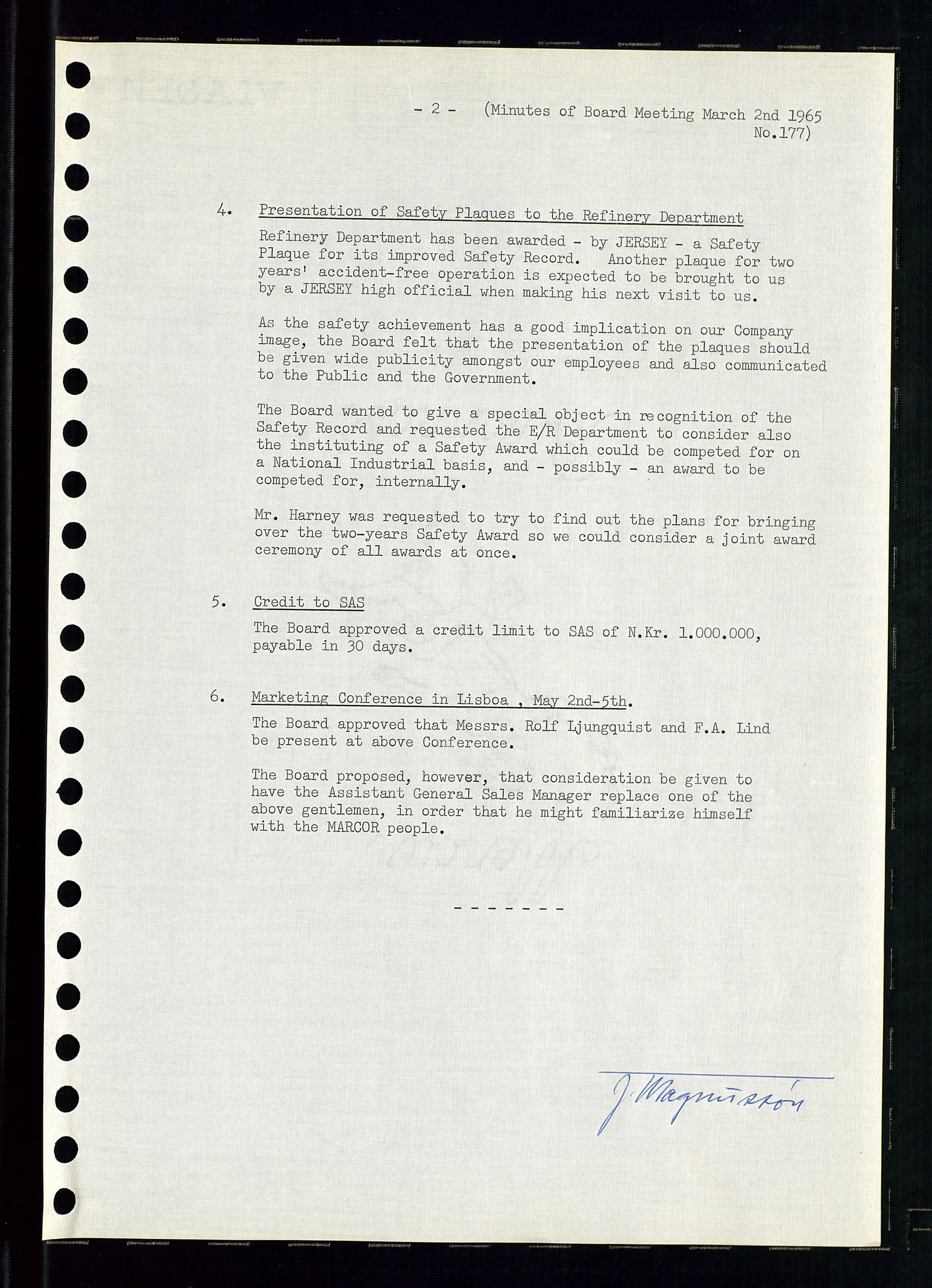 Pa 0982 - Esso Norge A/S, SAST/A-100448/A/Aa/L0002/0001: Den administrerende direksjon Board minutes (styrereferater) / Den administrerende direksjon Board minutes (styrereferater), 1965, s. 146
