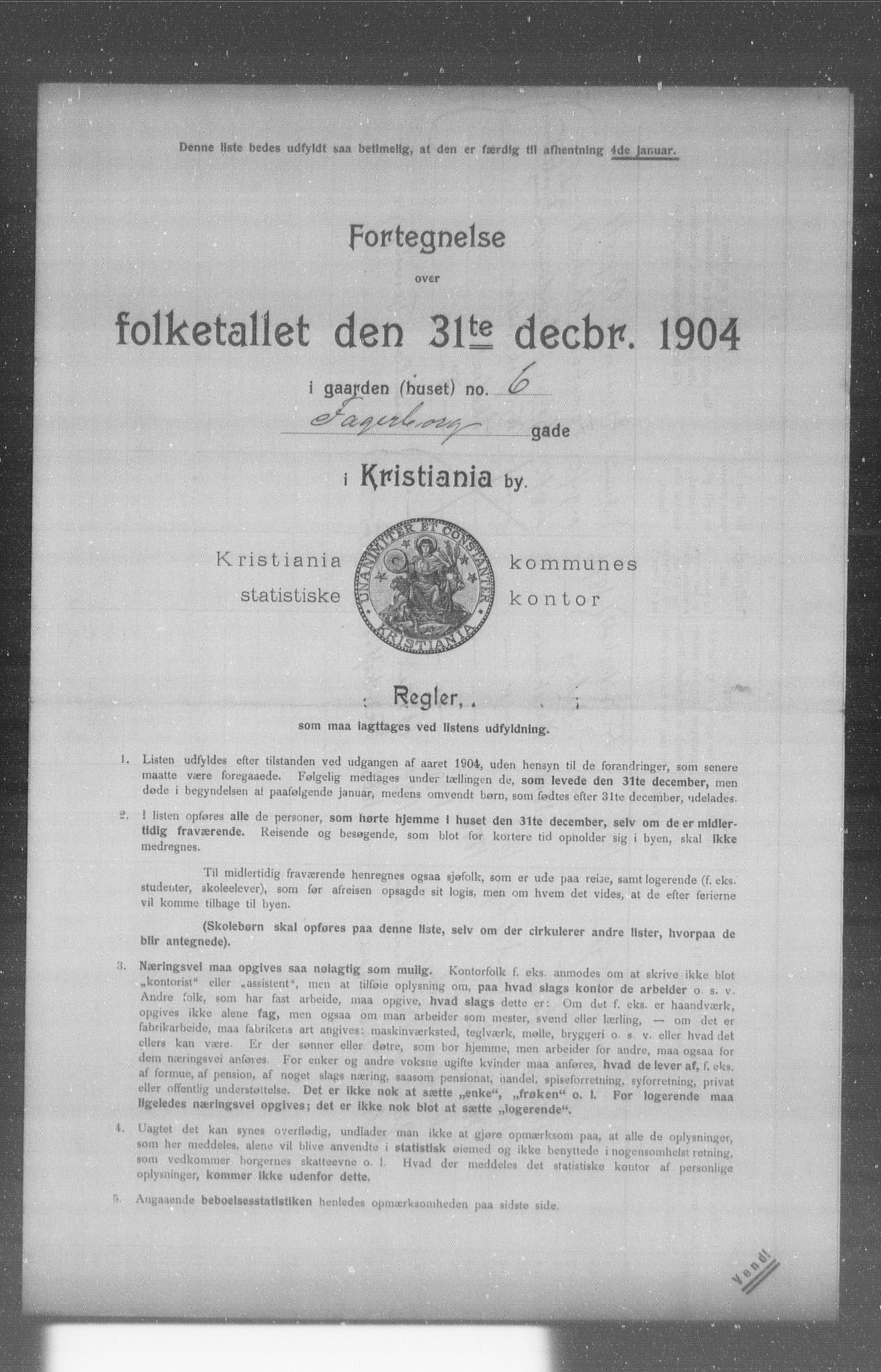 OBA, Kommunal folketelling 31.12.1904 for Kristiania kjøpstad, 1904, s. 4704