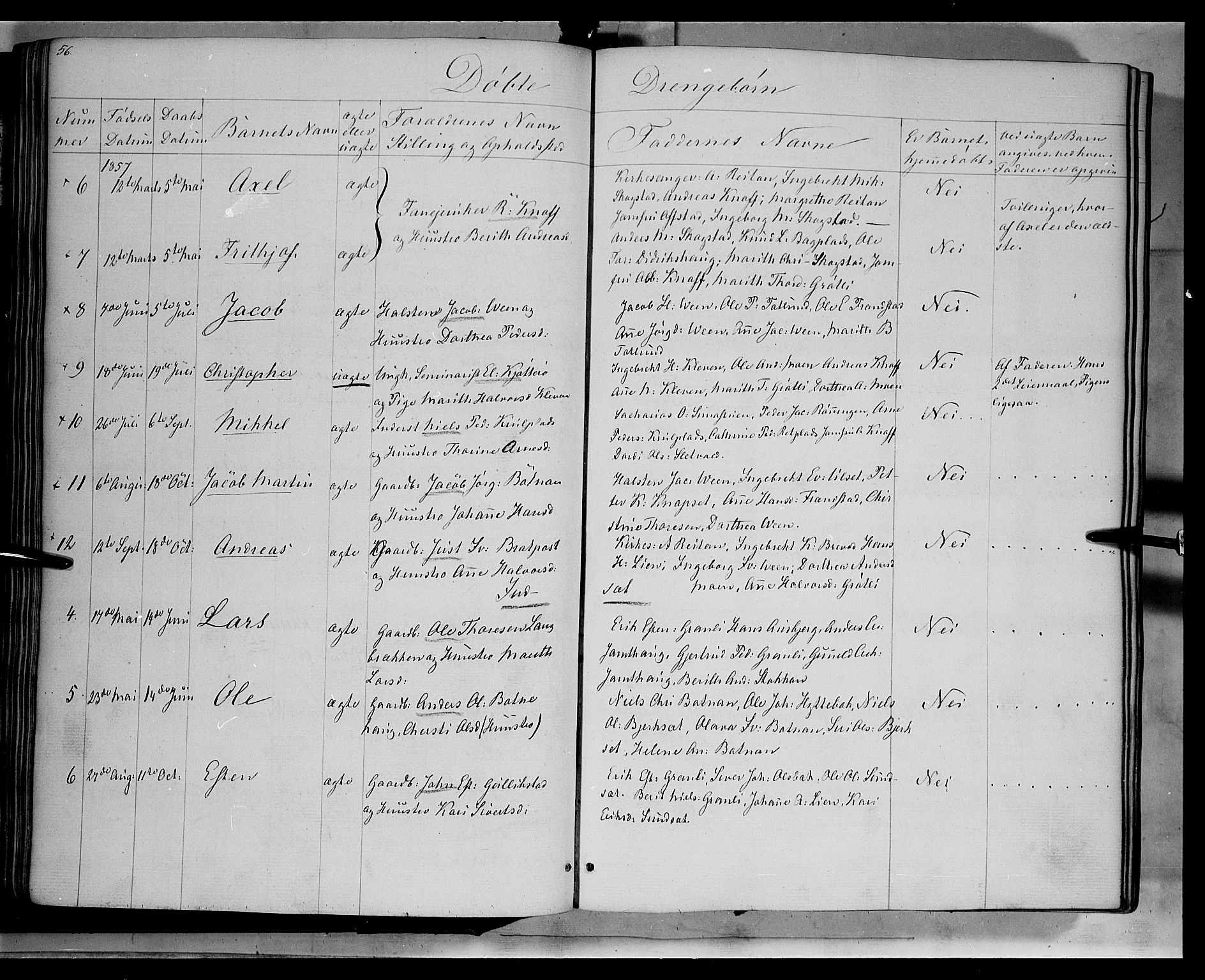 Kvikne prestekontor, AV/SAH-PREST-064/H/Ha/Haa/L0005: Ministerialbok nr. 5, 1841-1862, s. 56