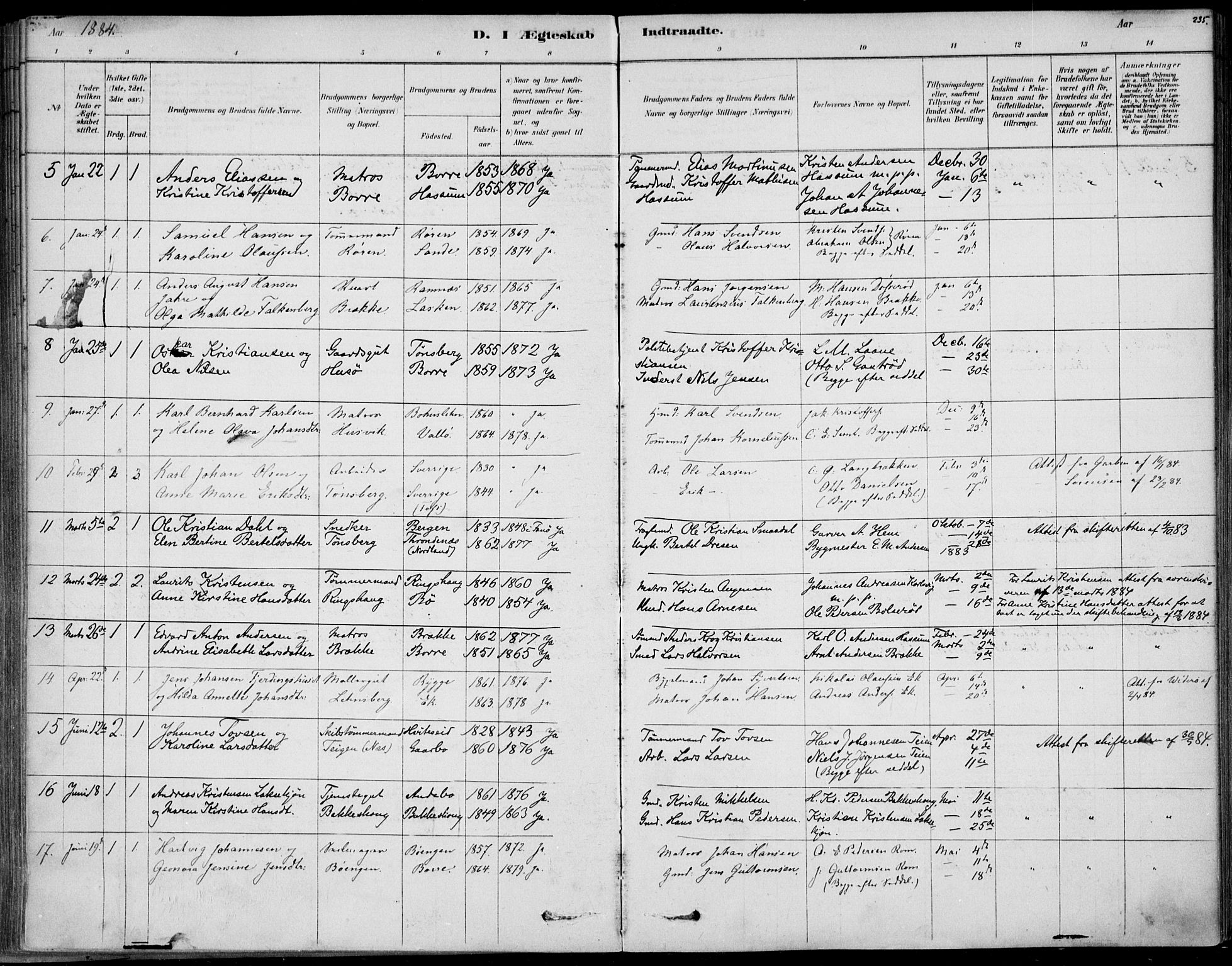 Sem kirkebøker, AV/SAKO-A-5/F/Fb/L0004: Ministerialbok nr. II 4, 1878-1891, s. 235