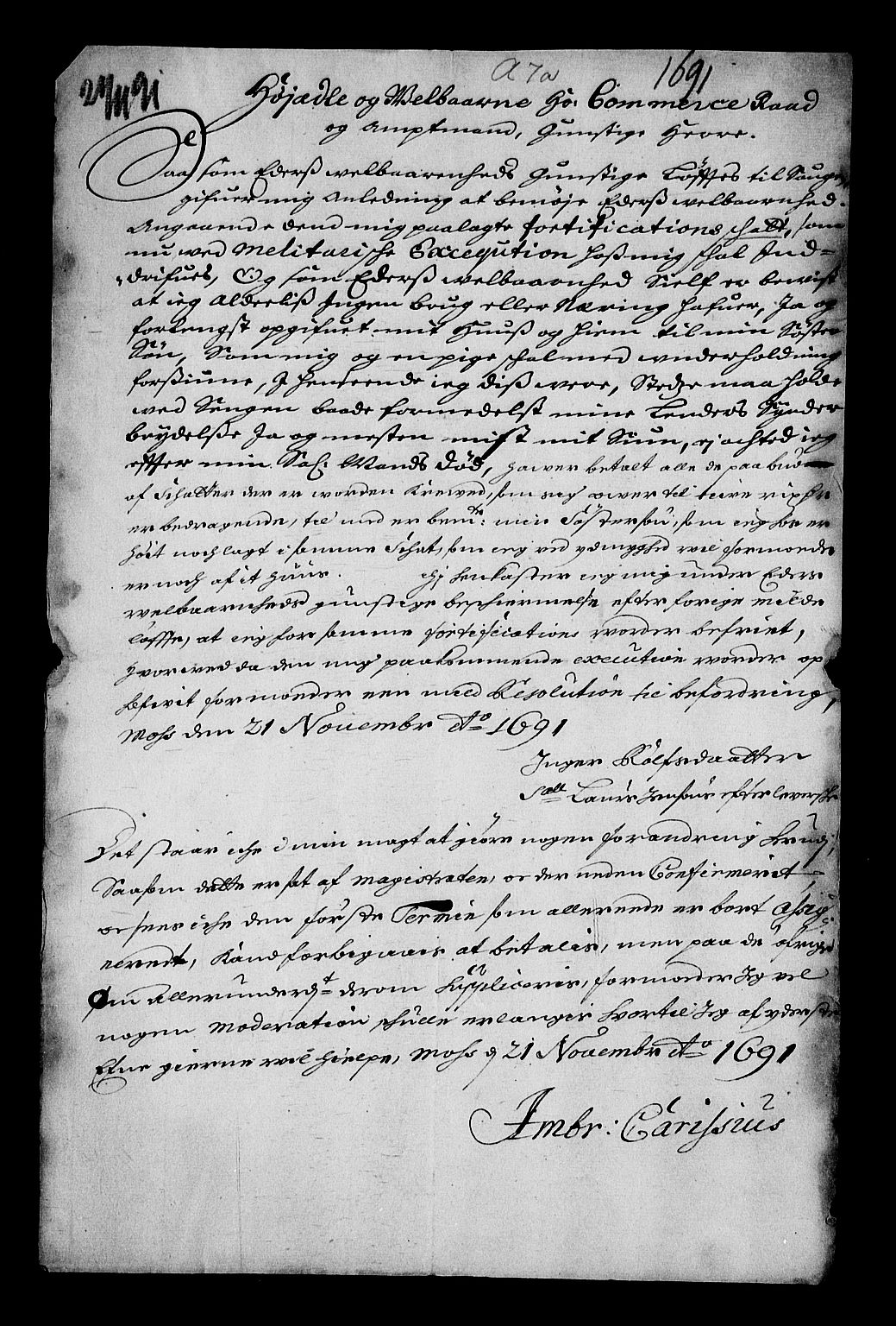 Stattholderembetet 1572-1771, RA/EA-2870/Af/L0004: Avskrifter av vedlegg til originale supplikker, nummerert i samsvar med supplikkbøkene, 1691-1694, s. 124