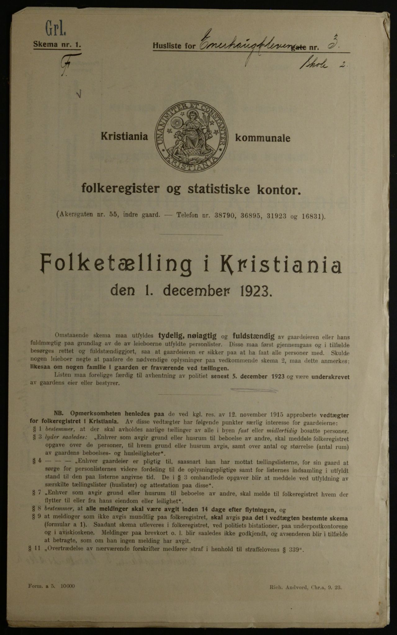 OBA, Kommunal folketelling 1.12.1923 for Kristiania, 1923, s. 24162