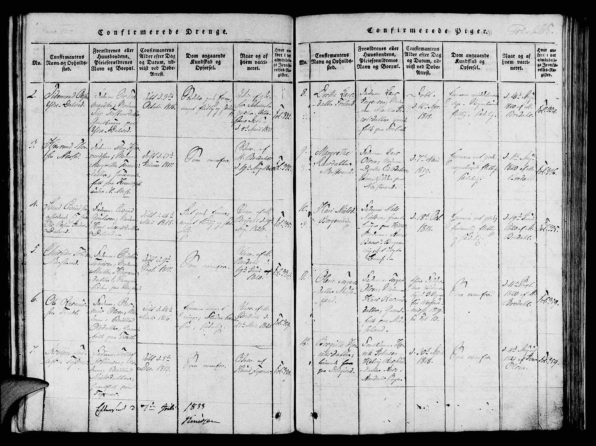 Nedstrand sokneprestkontor, SAST/A-101841/01/IV: Ministerialbok nr. A 6, 1816-1838, s. 265