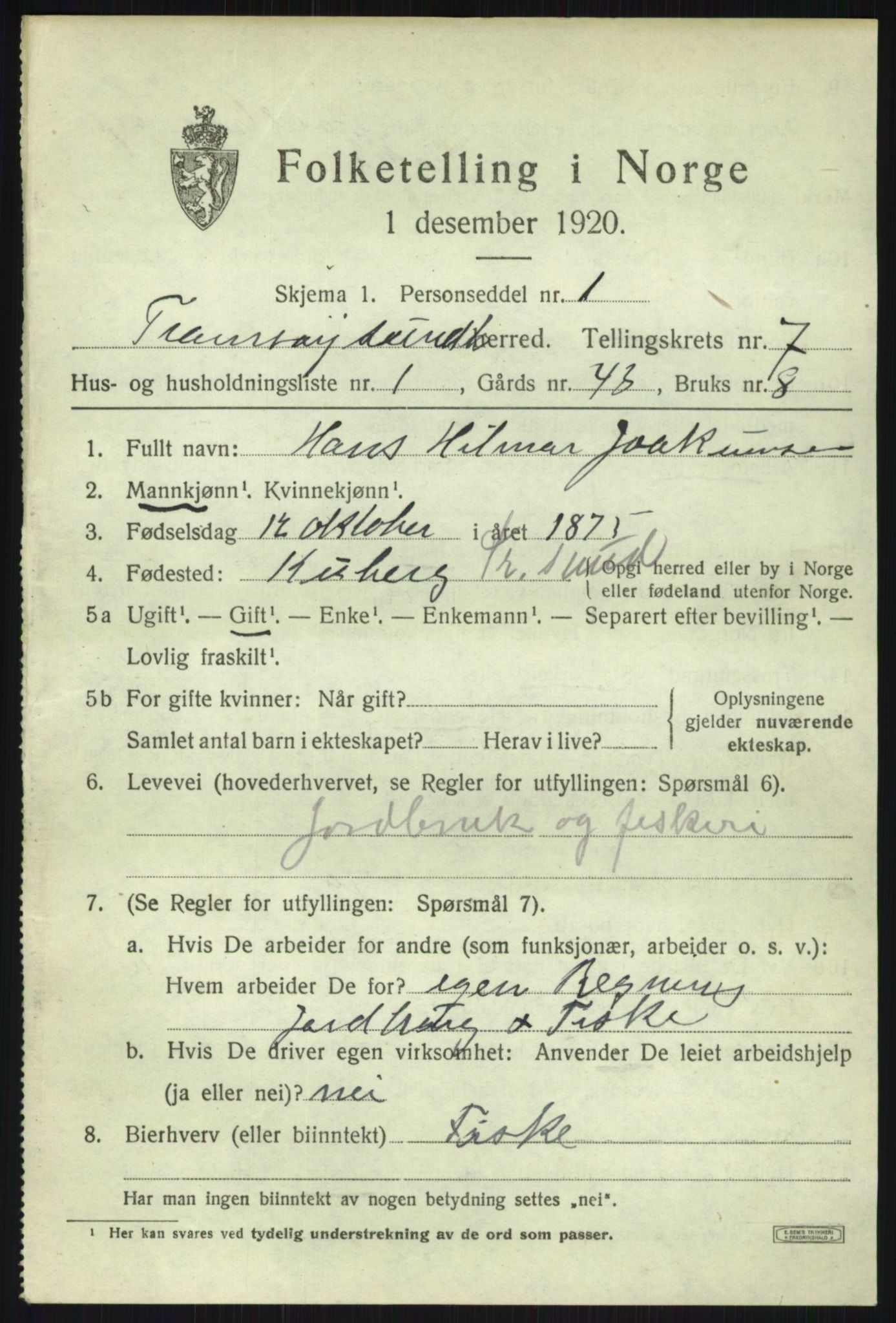 SATØ, Folketelling 1920 for 1934 Tromsøysund herred, 1920, s. 5794