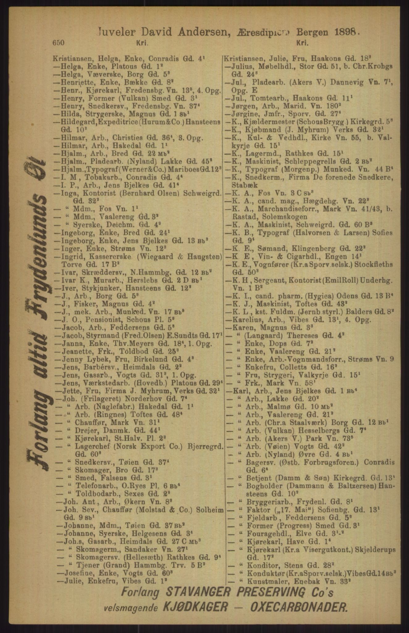 Kristiania/Oslo adressebok, PUBL/-, 1911, s. 650
