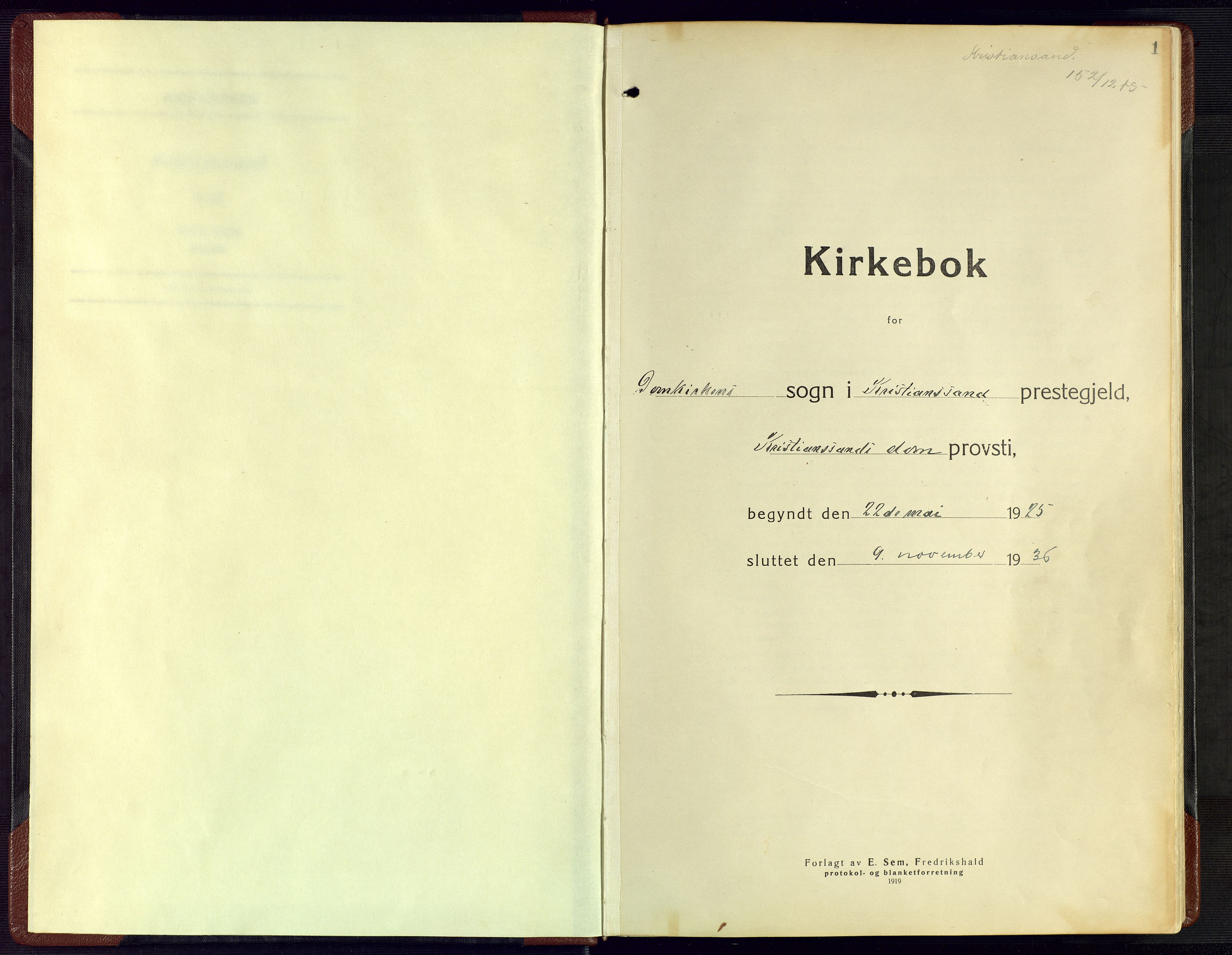 Kristiansand domprosti, SAK/1112-0006/F/Fa/L0029: Ministerialbok nr. A 28, 1925-1936, s. 1