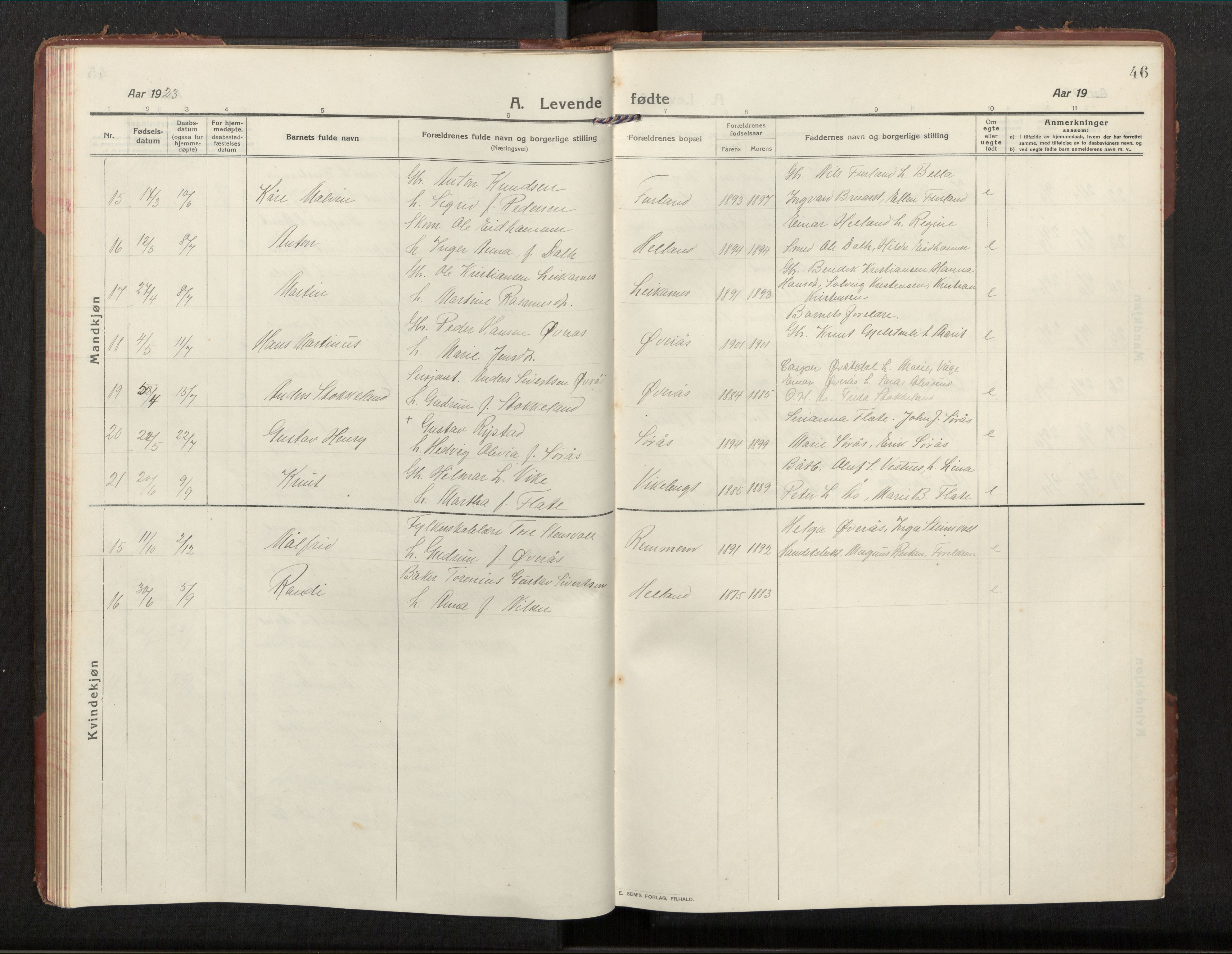 Ministerialprotokoller, klokkerbøker og fødselsregistre - Møre og Romsdal, AV/SAT-A-1454/539/L0536a: Klokkerbok nr. 539C03, 1912-1936, s. 46