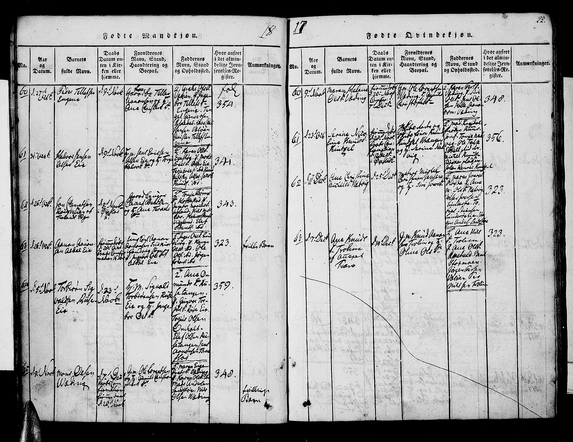 Øyestad sokneprestkontor, SAK/1111-0049/F/Fa/L0012: Ministerialbok nr. A 12, 1816-1827, s. 22