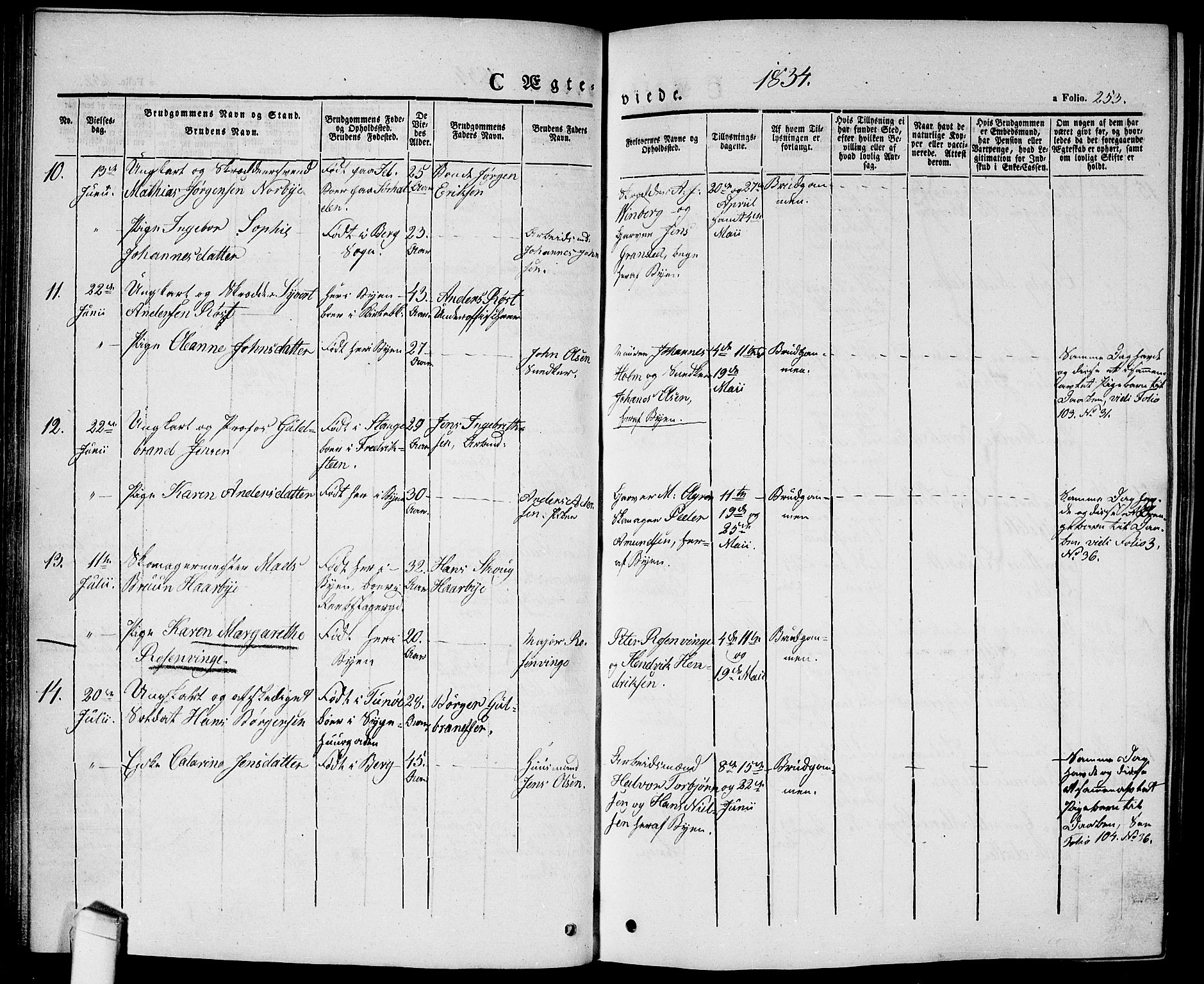 Halden prestekontor Kirkebøker, AV/SAO-A-10909/G/Ga/L0003: Klokkerbok nr. 3, 1834-1844, s. 253