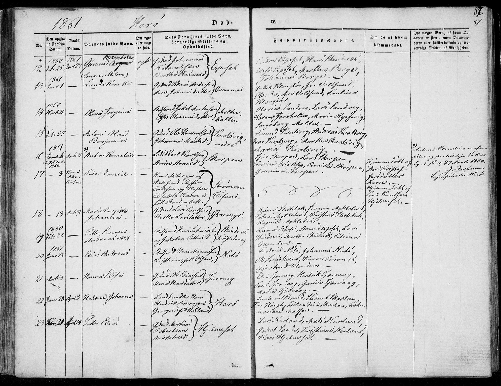 Ministerialprotokoller, klokkerbøker og fødselsregistre - Møre og Romsdal, SAT/A-1454/507/L0070: Ministerialbok nr. 507A05, 1842-1873, s. 87