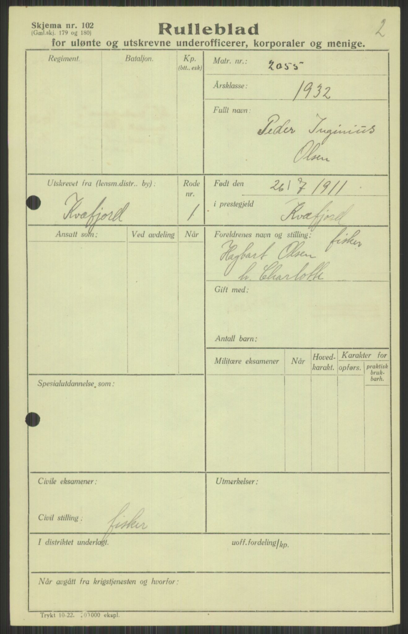 Forsvaret, Troms infanteriregiment nr. 16, AV/RA-RAFA-3146/P/Pa/L0016: Rulleblad for regimentets menige mannskaper, årsklasse 1932, 1932, s. 1259