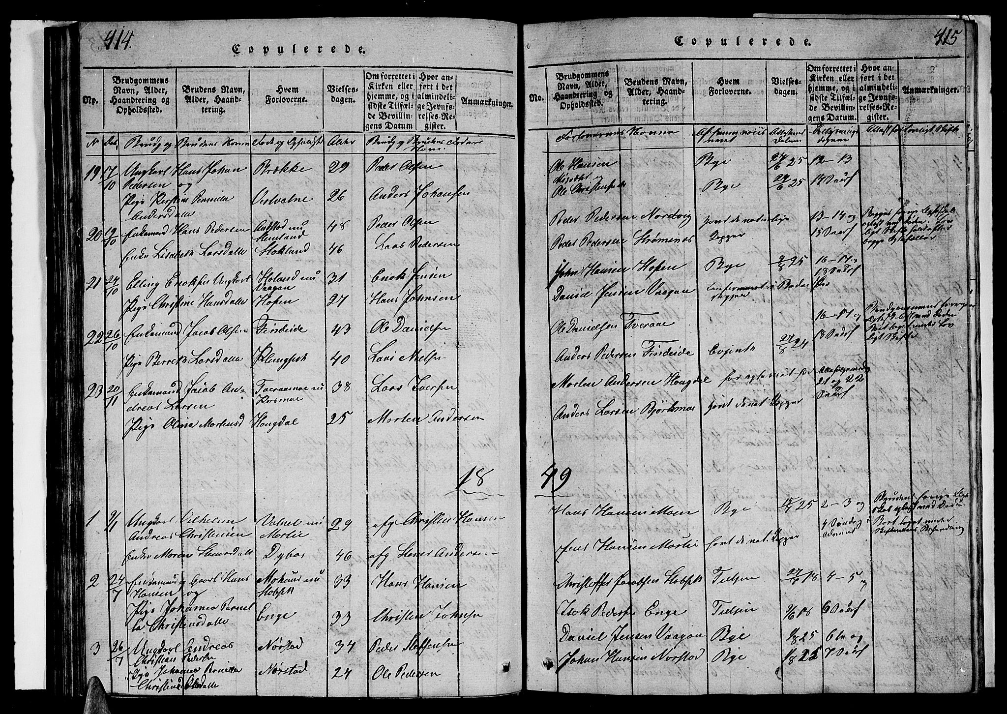 Ministerialprotokoller, klokkerbøker og fødselsregistre - Nordland, AV/SAT-A-1459/852/L0752: Klokkerbok nr. 852C03, 1840-1855, s. 414-415