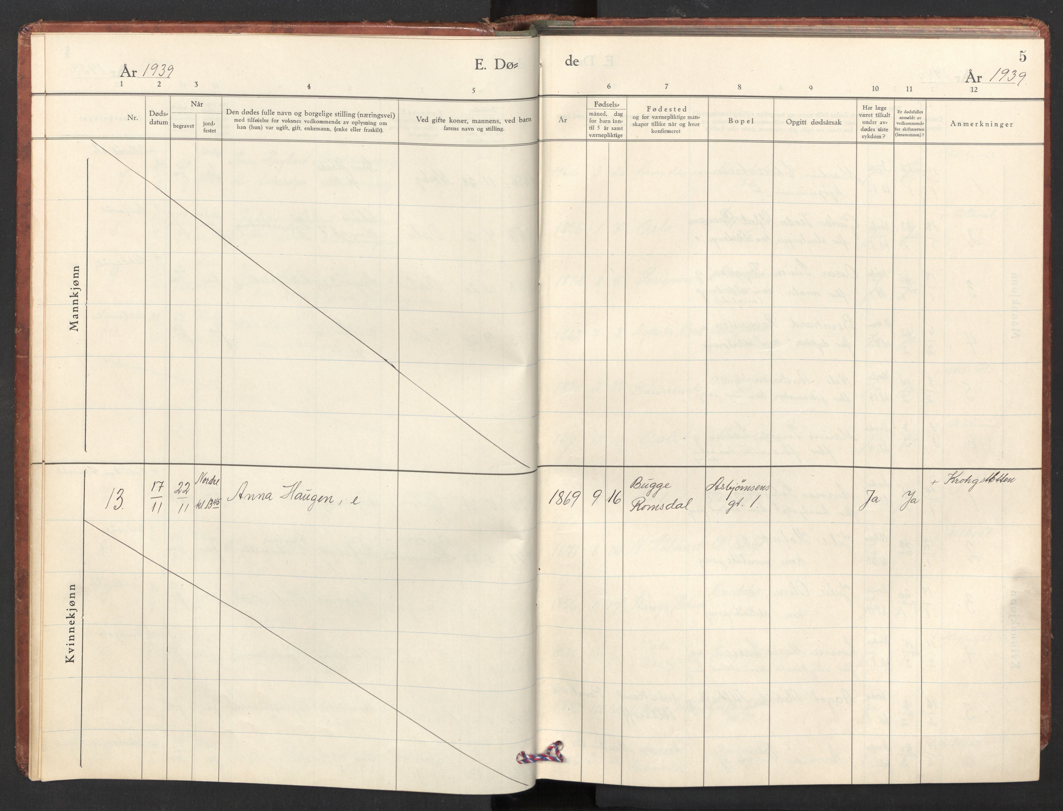 Iladalen småkirkemenighet Kirkebøker, AV/SAO-A-10326a/F/L0001: Ministerialbok nr. 1, 1938-1975, s. 5