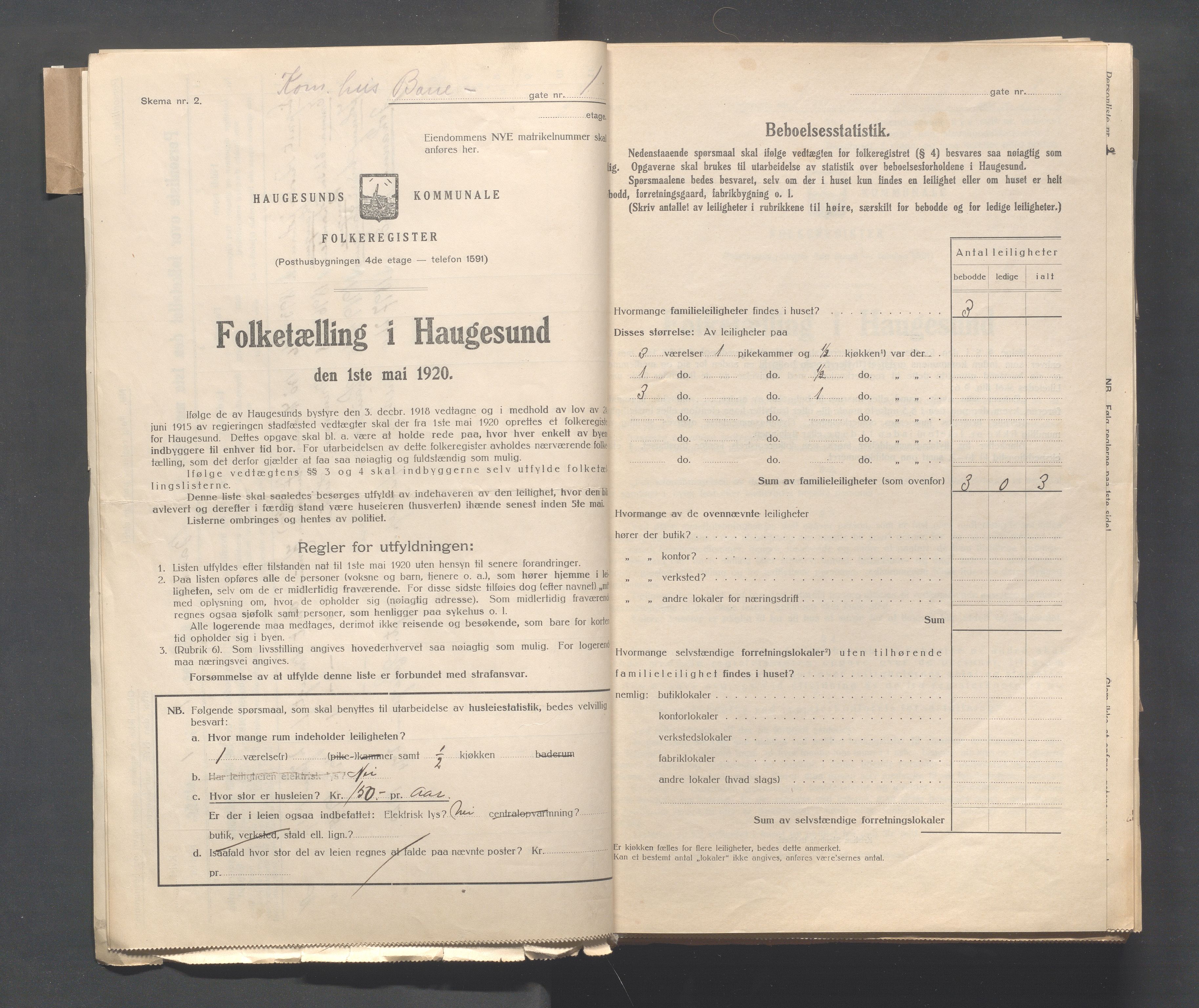 IKAR, Kommunal folketelling 1.5.1920 for Haugesund, 1920, s. 84