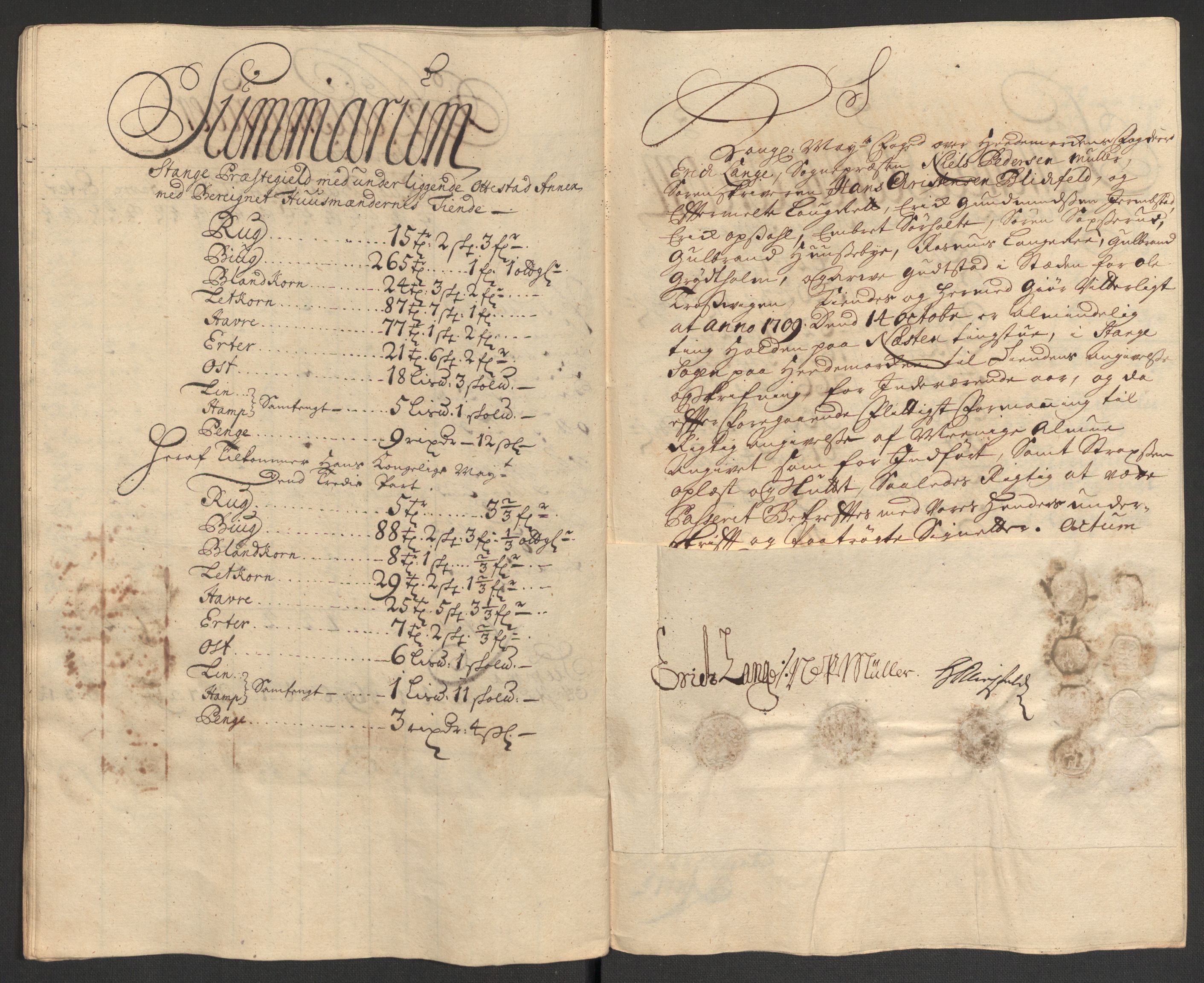 Rentekammeret inntil 1814, Reviderte regnskaper, Fogderegnskap, AV/RA-EA-4092/R16/L1045: Fogderegnskap Hedmark, 1709, s. 60