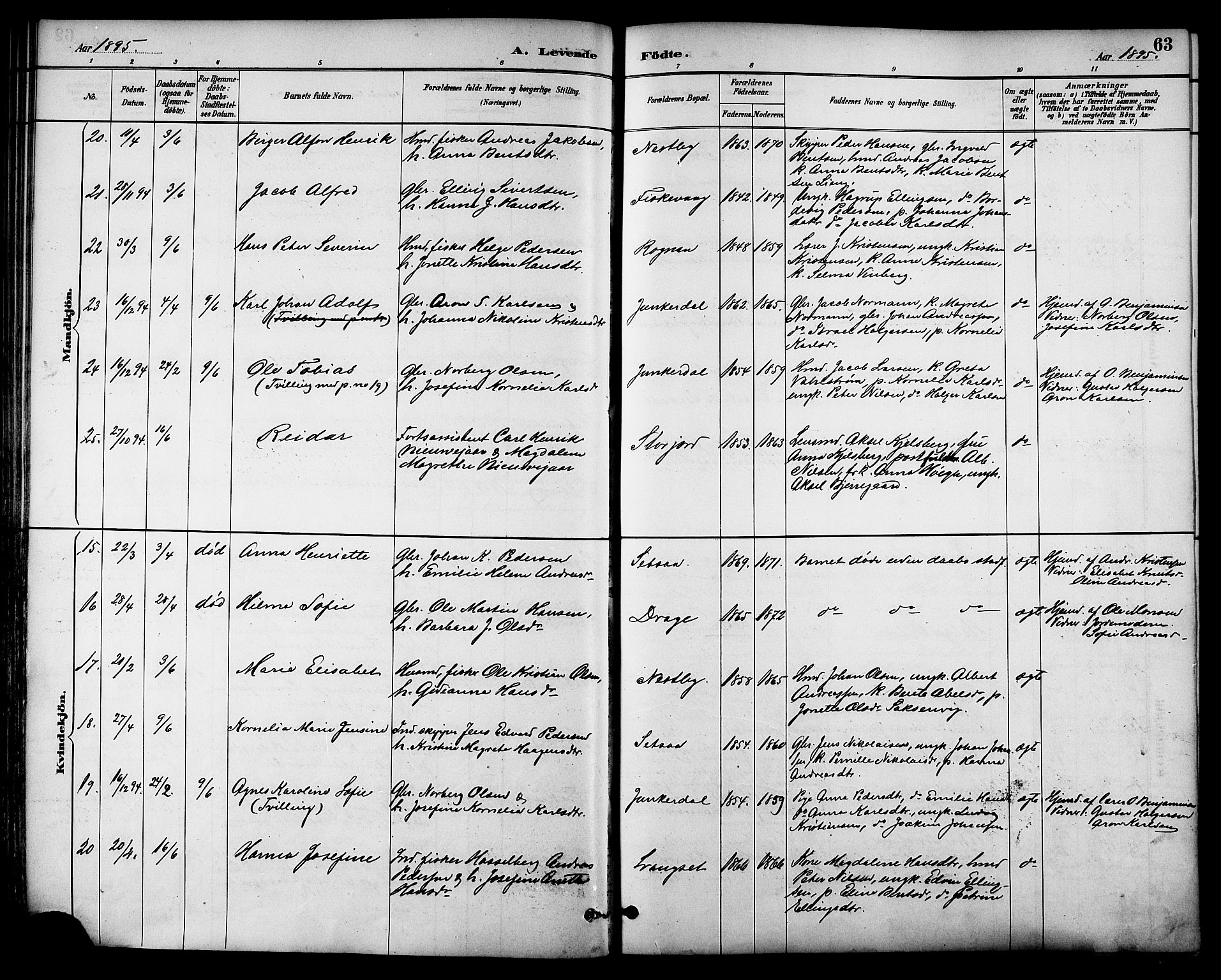 Ministerialprotokoller, klokkerbøker og fødselsregistre - Nordland, AV/SAT-A-1459/847/L0669: Ministerialbok nr. 847A09, 1887-1901, s. 63