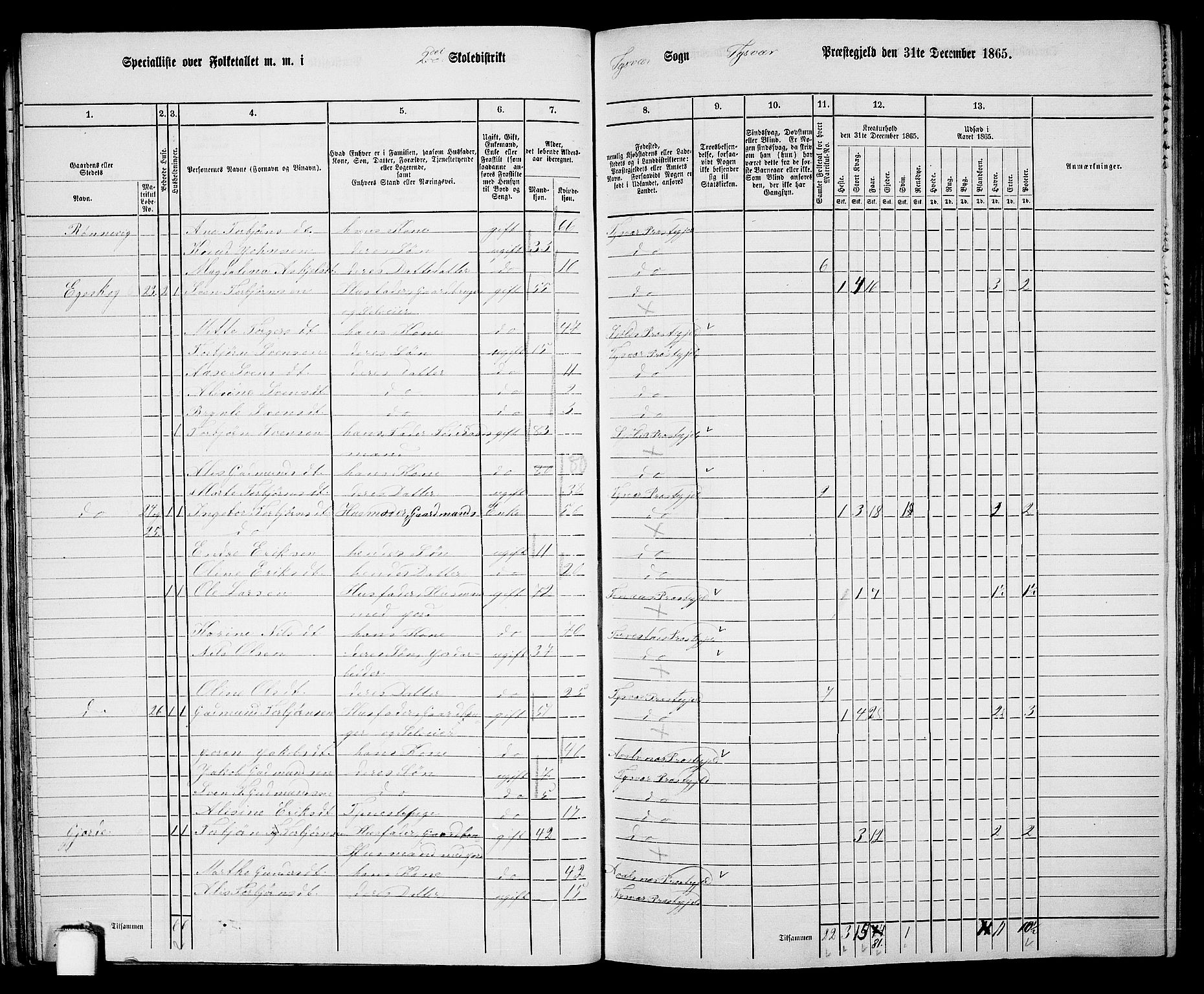 RA, Folketelling 1865 for 1146P Tysvær prestegjeld, 1865, s. 32