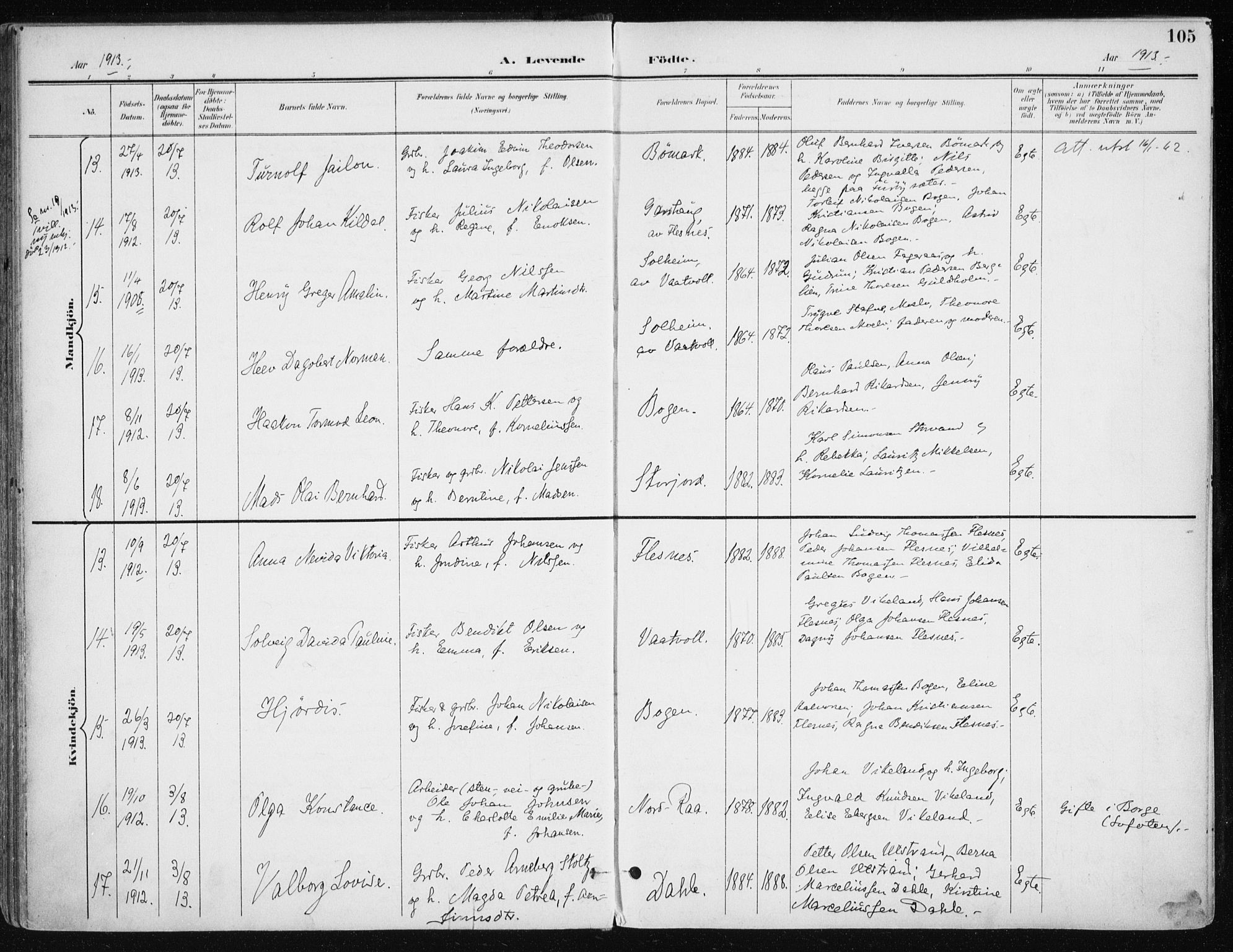 Kvæfjord sokneprestkontor, AV/SATØ-S-1323/G/Ga/Gaa/L0006kirke: Ministerialbok nr. 6, 1895-1914, s. 105