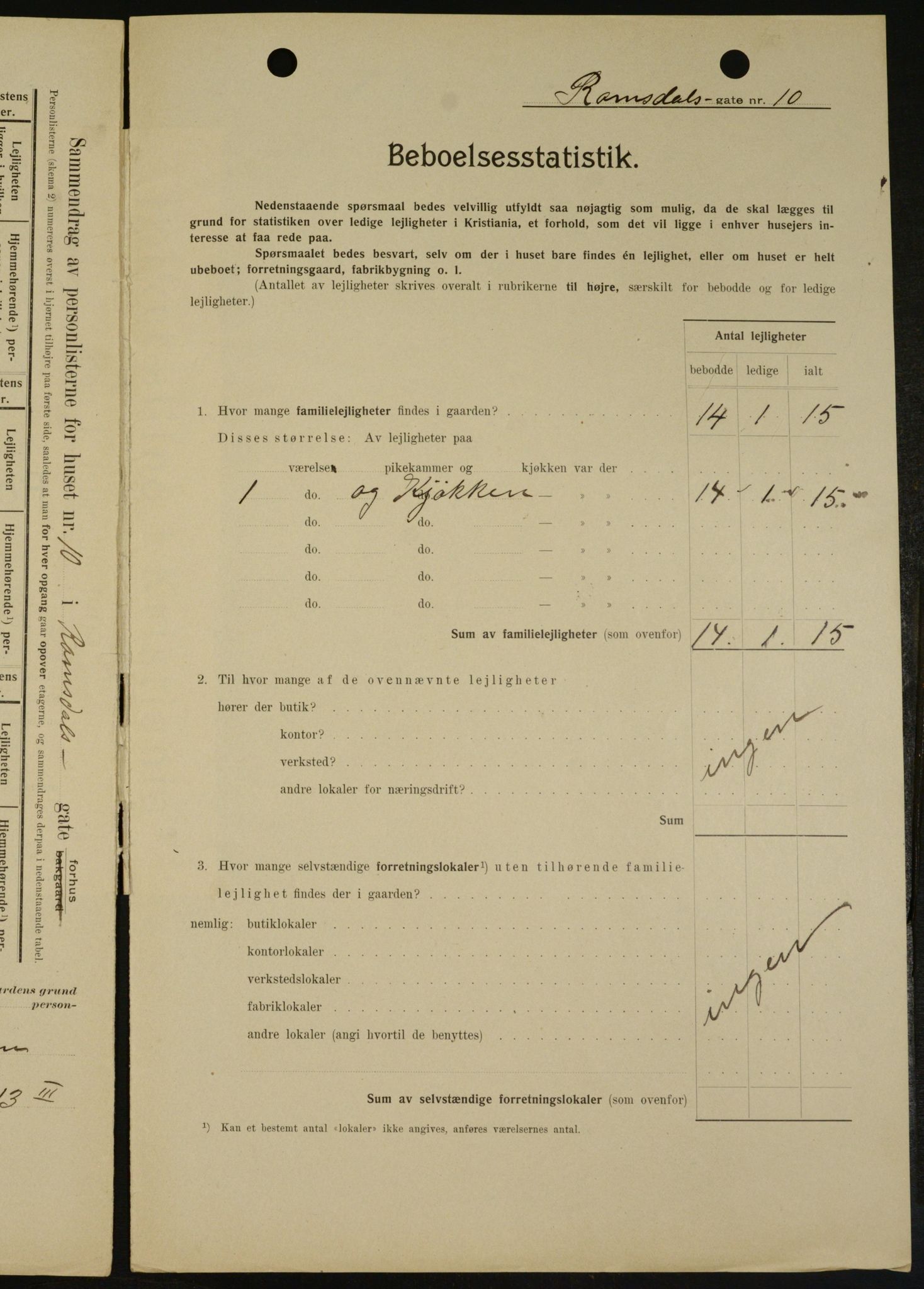 OBA, Kommunal folketelling 1.2.1909 for Kristiania kjøpstad, 1909, s. 75560