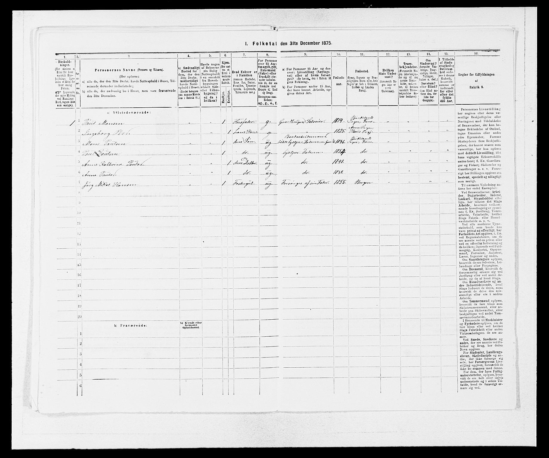 SAB, Folketelling 1875 for 1249P Fana prestegjeld, 1875, s. 667