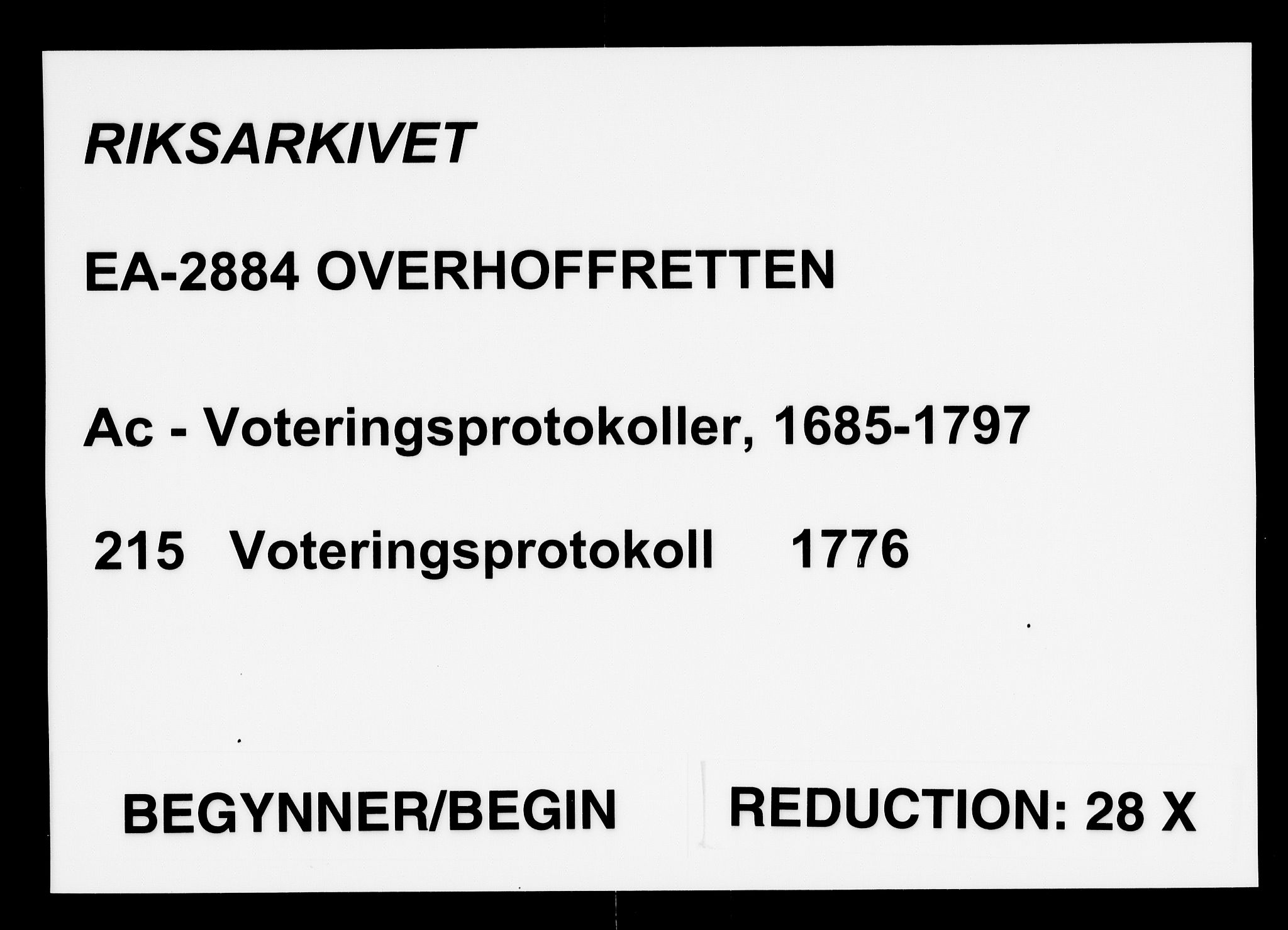 Overhoffretten 1667-1797, RA/EA-2884/Ac/L0215: Voteringsprotokoll, 1776