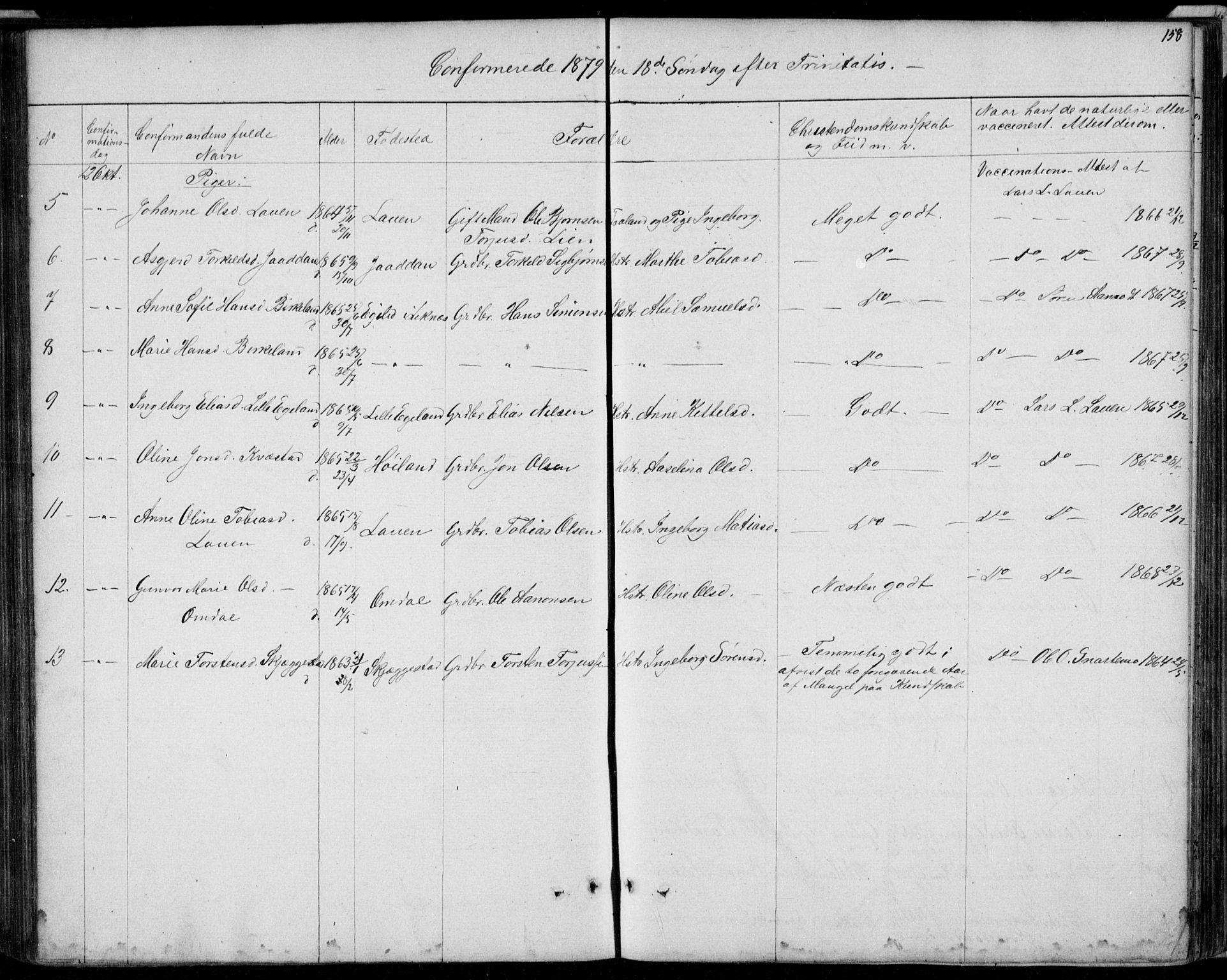 Hægebostad sokneprestkontor, SAK/1111-0024/F/Fb/Fba/L0002: Klokkerbok nr. B 2, 1851-1882, s. 158