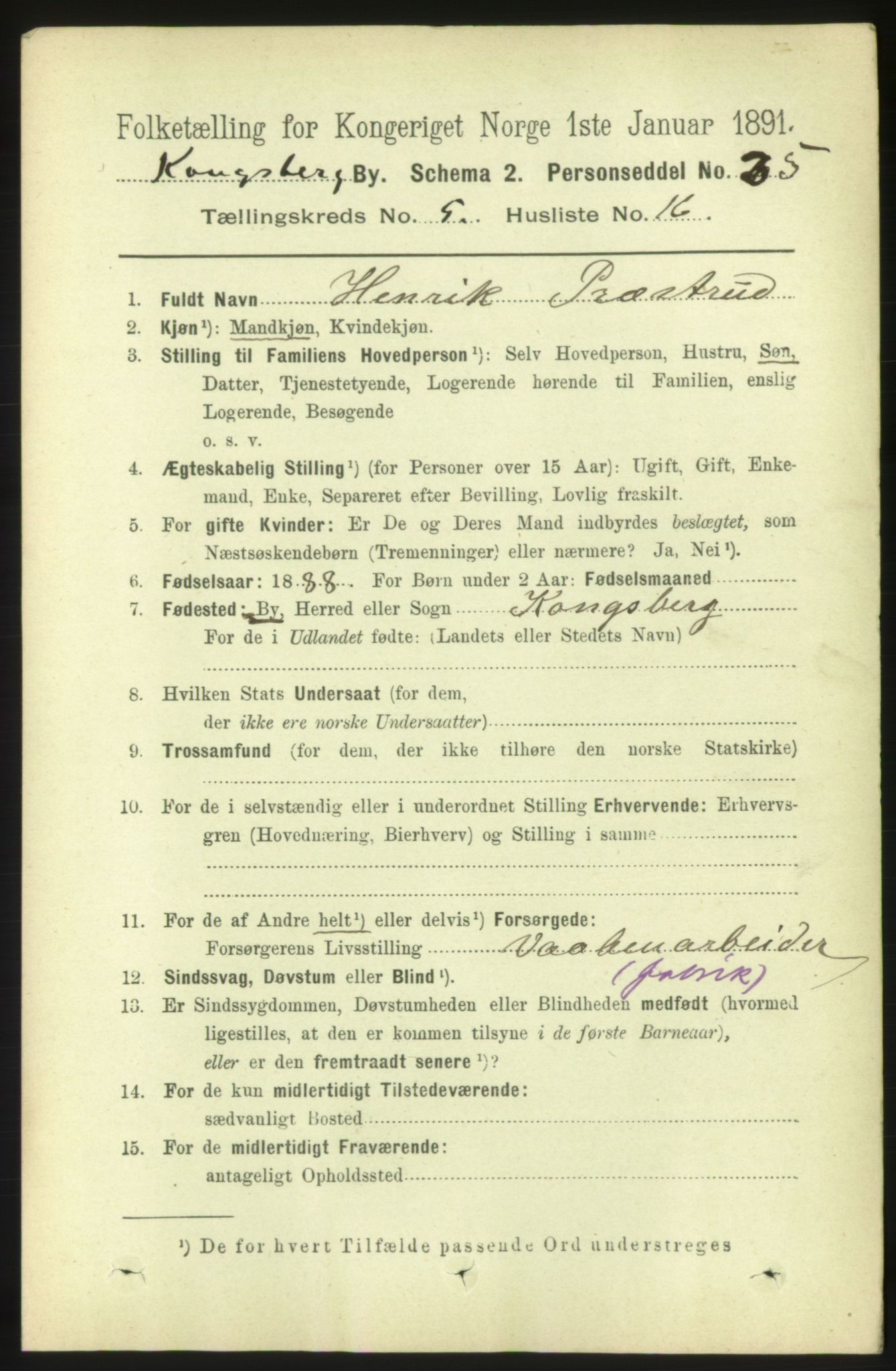 RA, Folketelling 1891 for 0604 Kongsberg kjøpstad, 1891, s. 4350