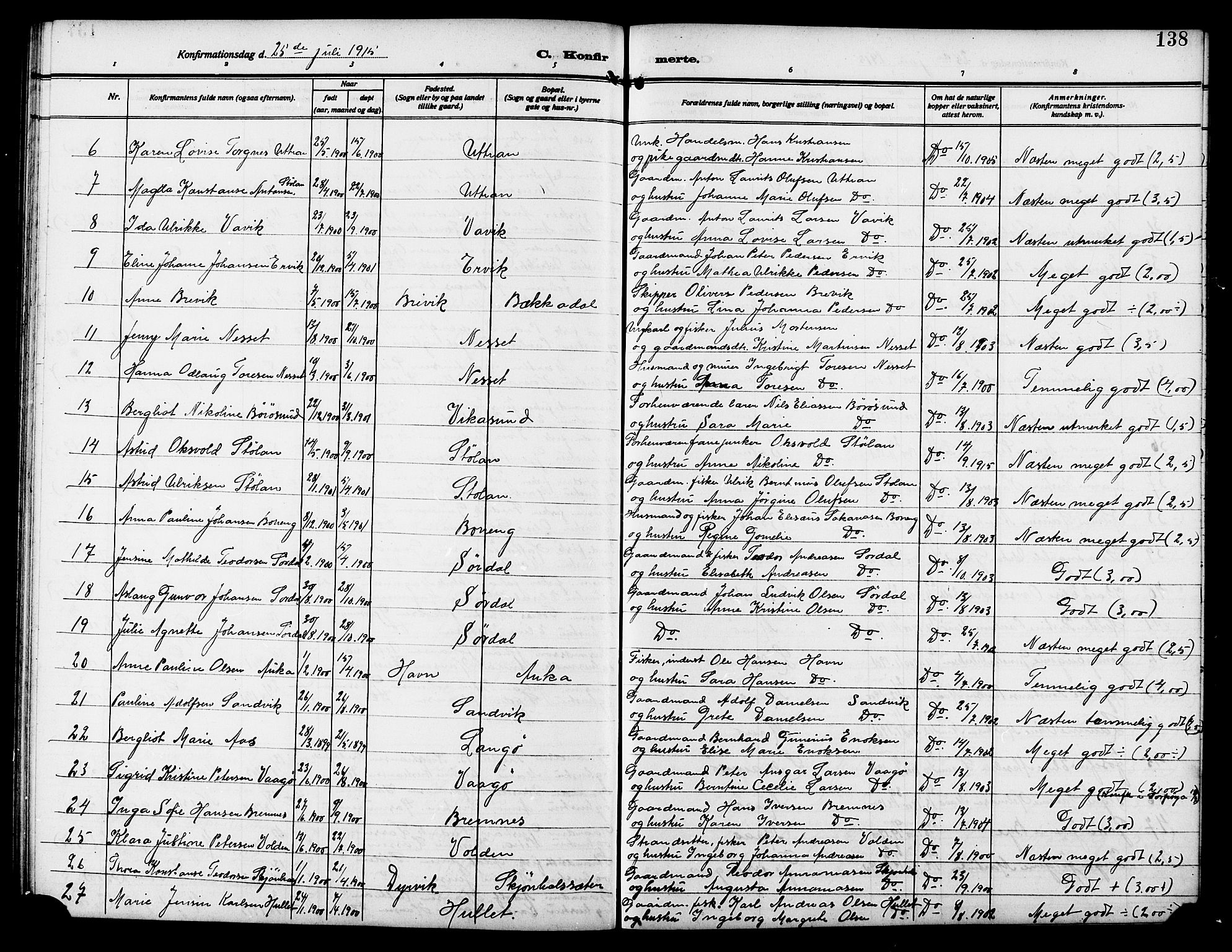 Ministerialprotokoller, klokkerbøker og fødselsregistre - Sør-Trøndelag, AV/SAT-A-1456/640/L0588: Klokkerbok nr. 640C05, 1909-1922, s. 138