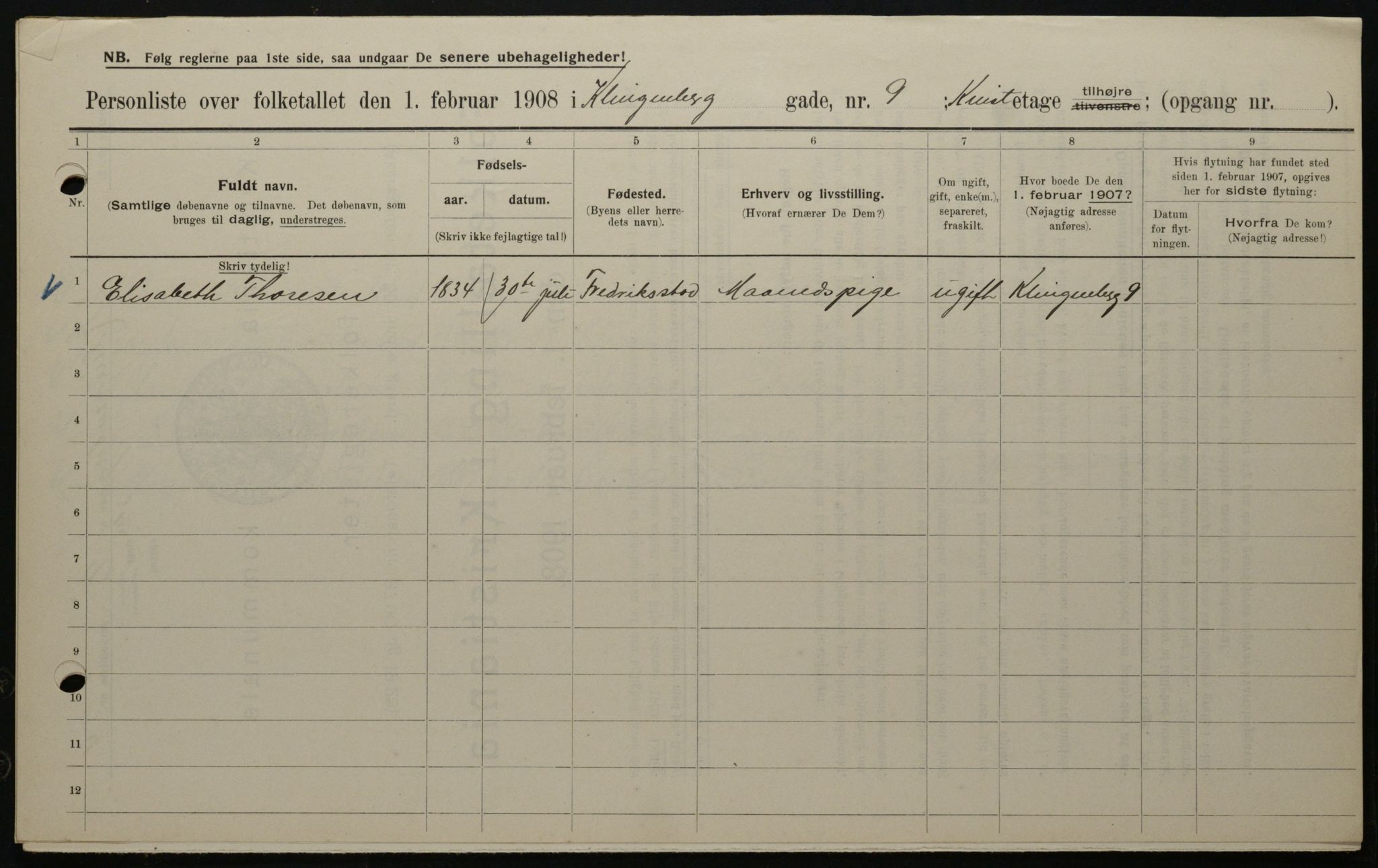 OBA, Kommunal folketelling 1.2.1908 for Kristiania kjøpstad, 1908, s. 46361