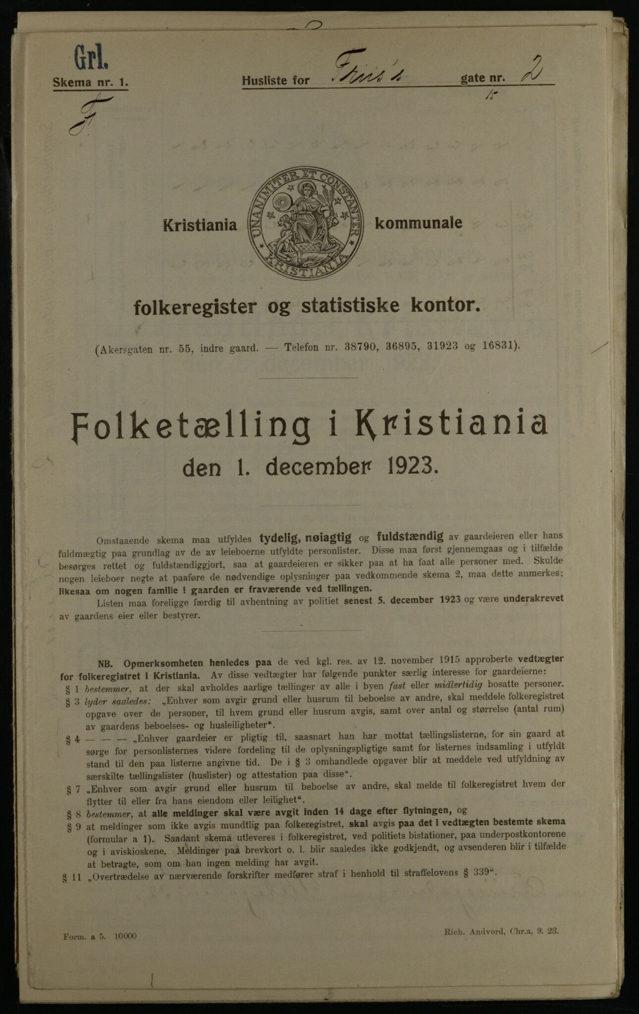 OBA, Kommunal folketelling 1.12.1923 for Kristiania, 1923, s. 30156