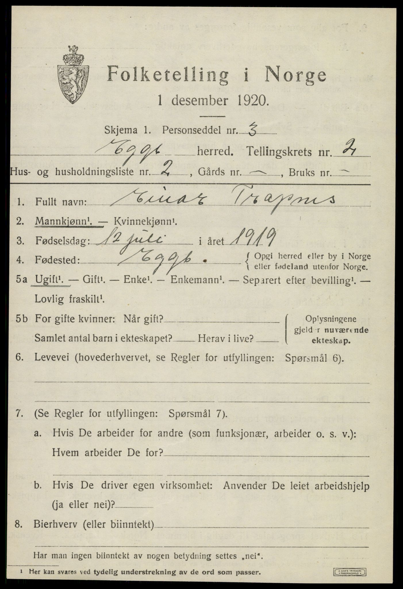 SAT, Folketelling 1920 for 1733 Egge herred, 1920, s. 1056
