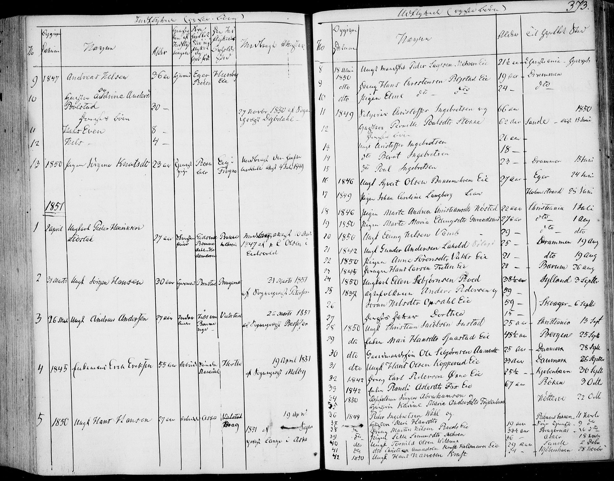 Lier kirkebøker, AV/SAKO-A-230/F/Fa/L0011: Ministerialbok nr. I 11, 1843-1854, s. 373