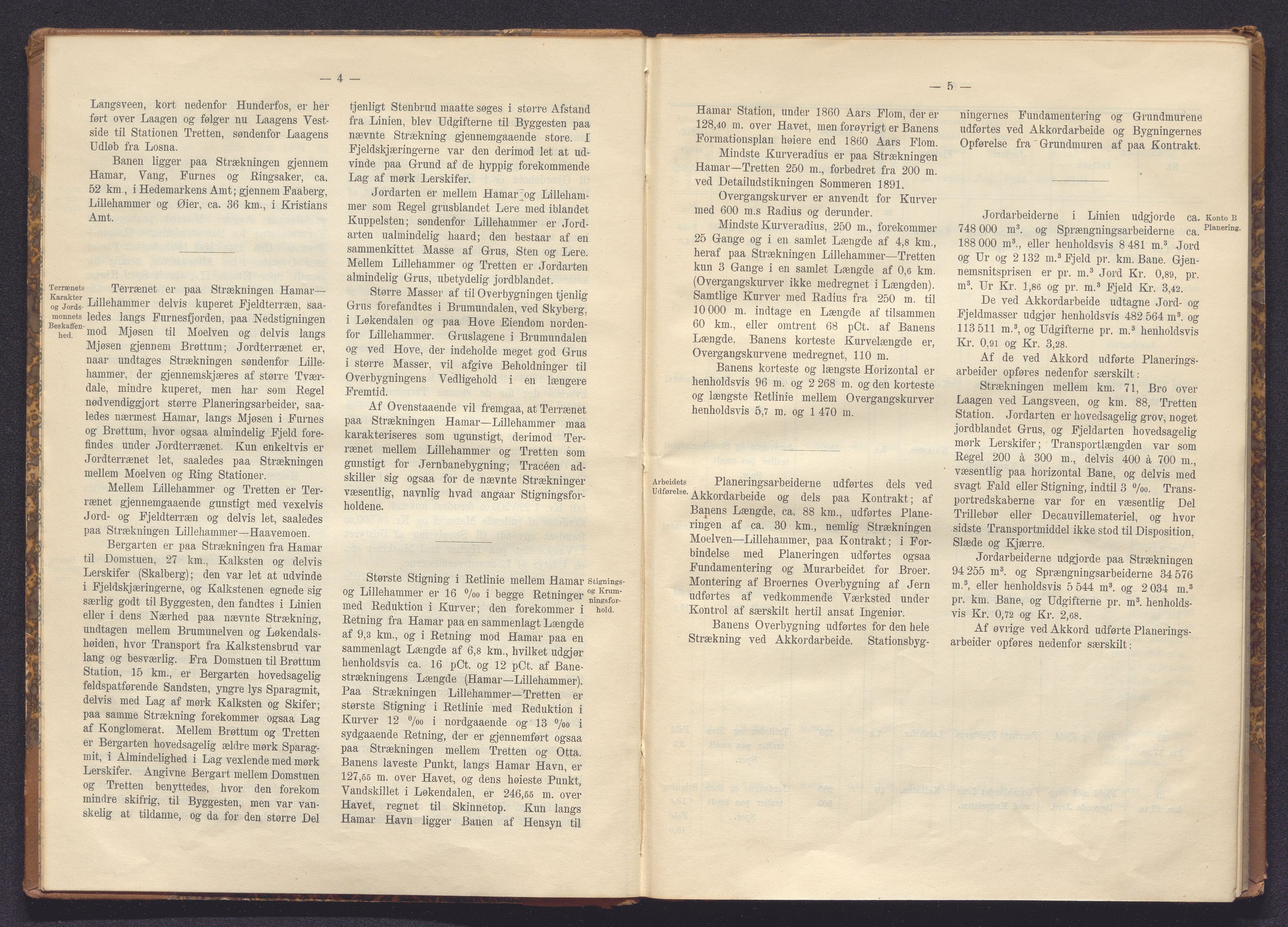 Norges Statsbaner Bibliotek (NSB), AV/SAKO-A-355/E/Ea/L0161/0006: Jernbanedrift (656.2) / Dovrebanen. Avslutningsrapport for jernbaneanlegg Hamar - Sel, 1898, s. 4-5