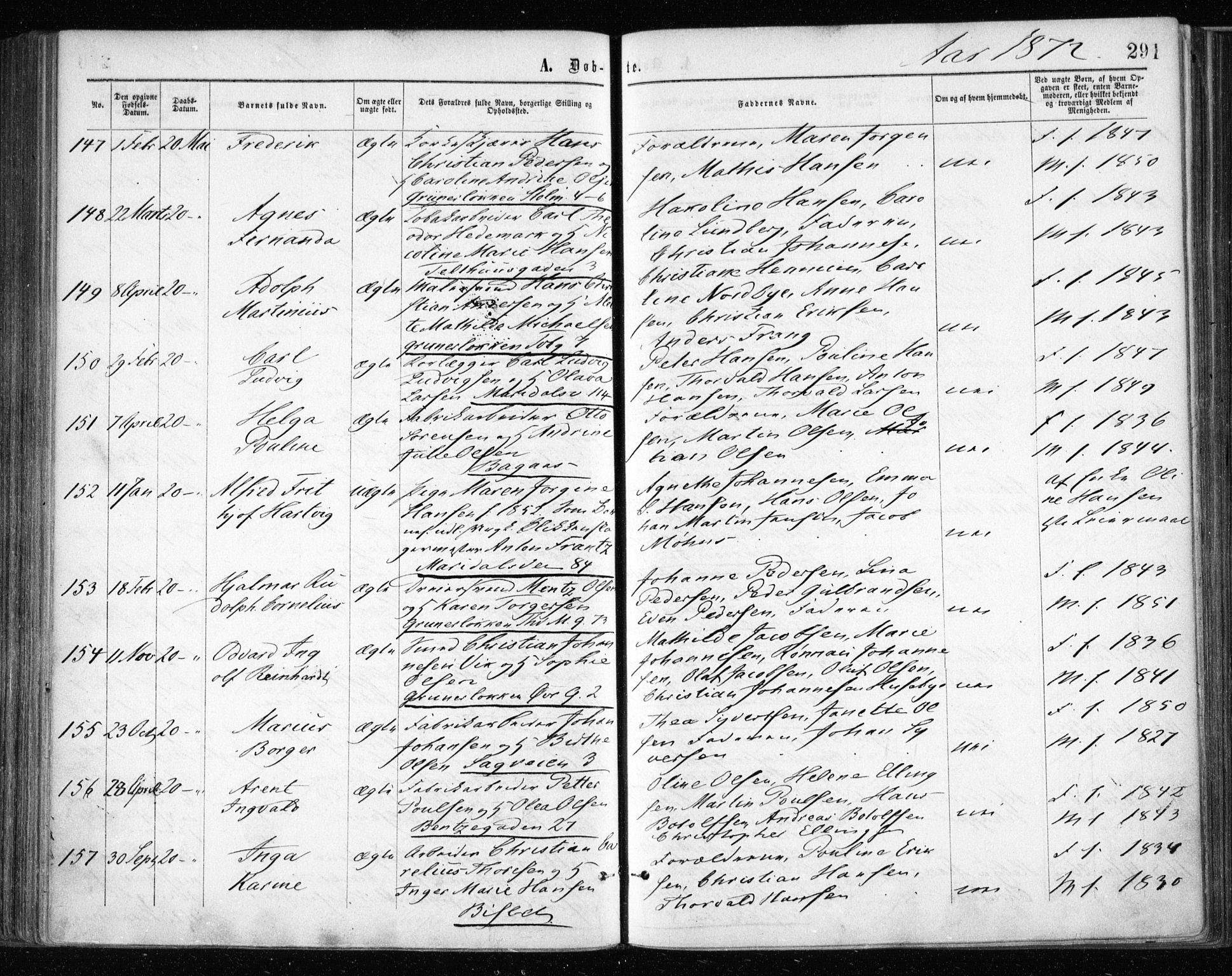 Gamle Aker prestekontor Kirkebøker, AV/SAO-A-10617a/F/L0002: Ministerialbok nr. 2, 1864-1872, s. 291