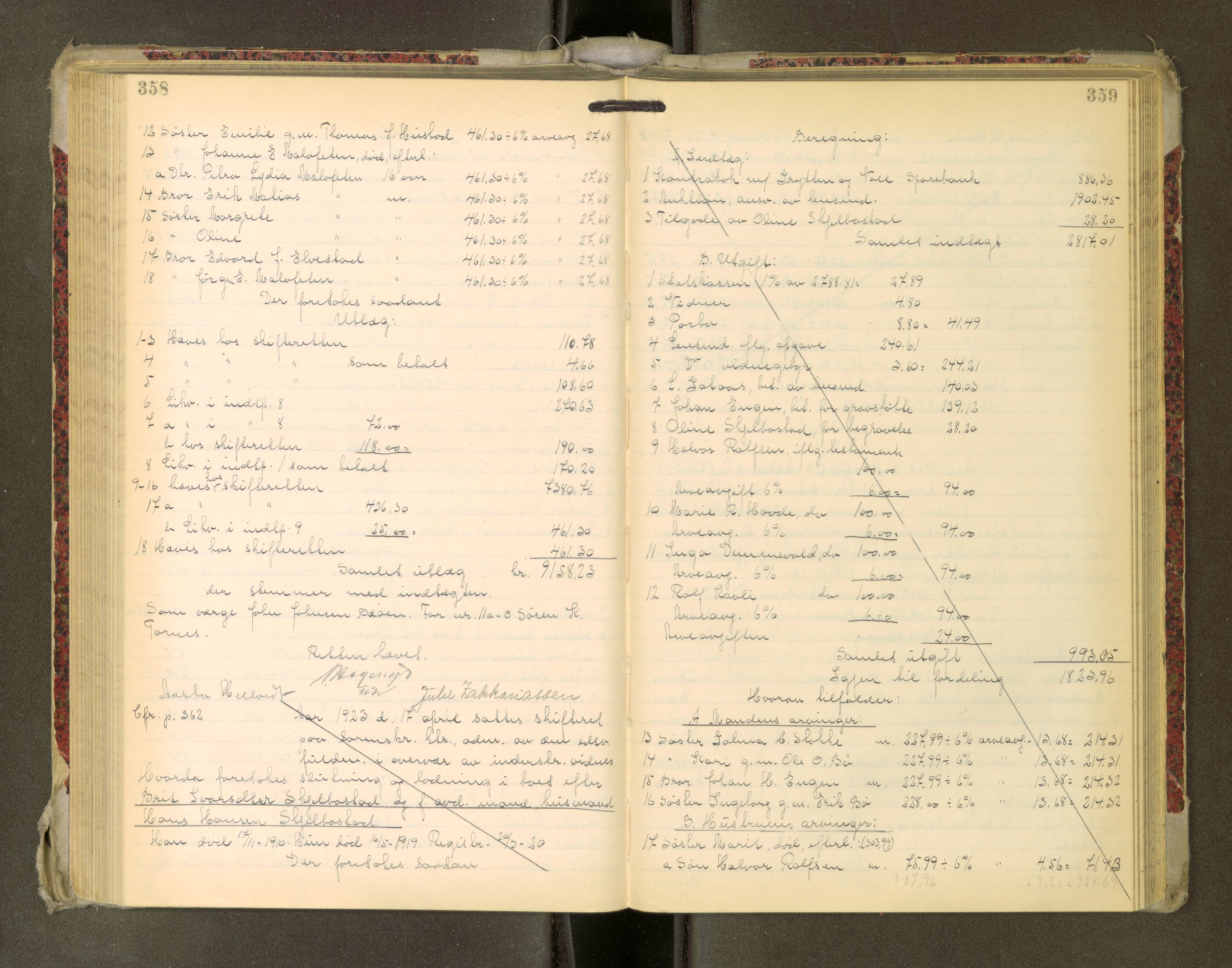 Romsdal sorenskriveri, AV/SAT-A-4149/1/3/3A/L0022: Skifteutlodnings Protokoll, 1920-1924, s. 358-359