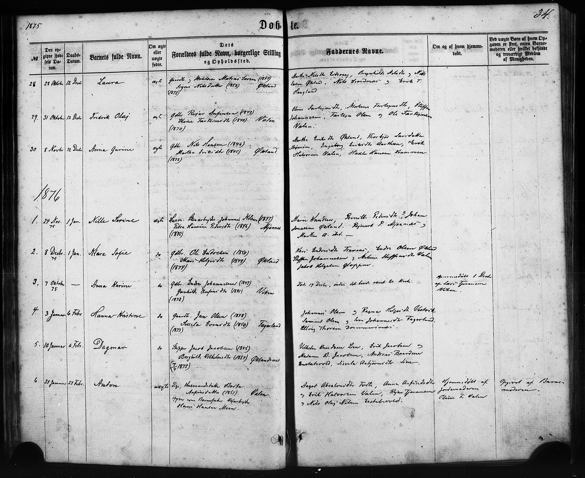 Sveio Sokneprestembete, AV/SAB-A-78501/H/Haa: Ministerialbok nr. C 1, 1862-1880, s. 34