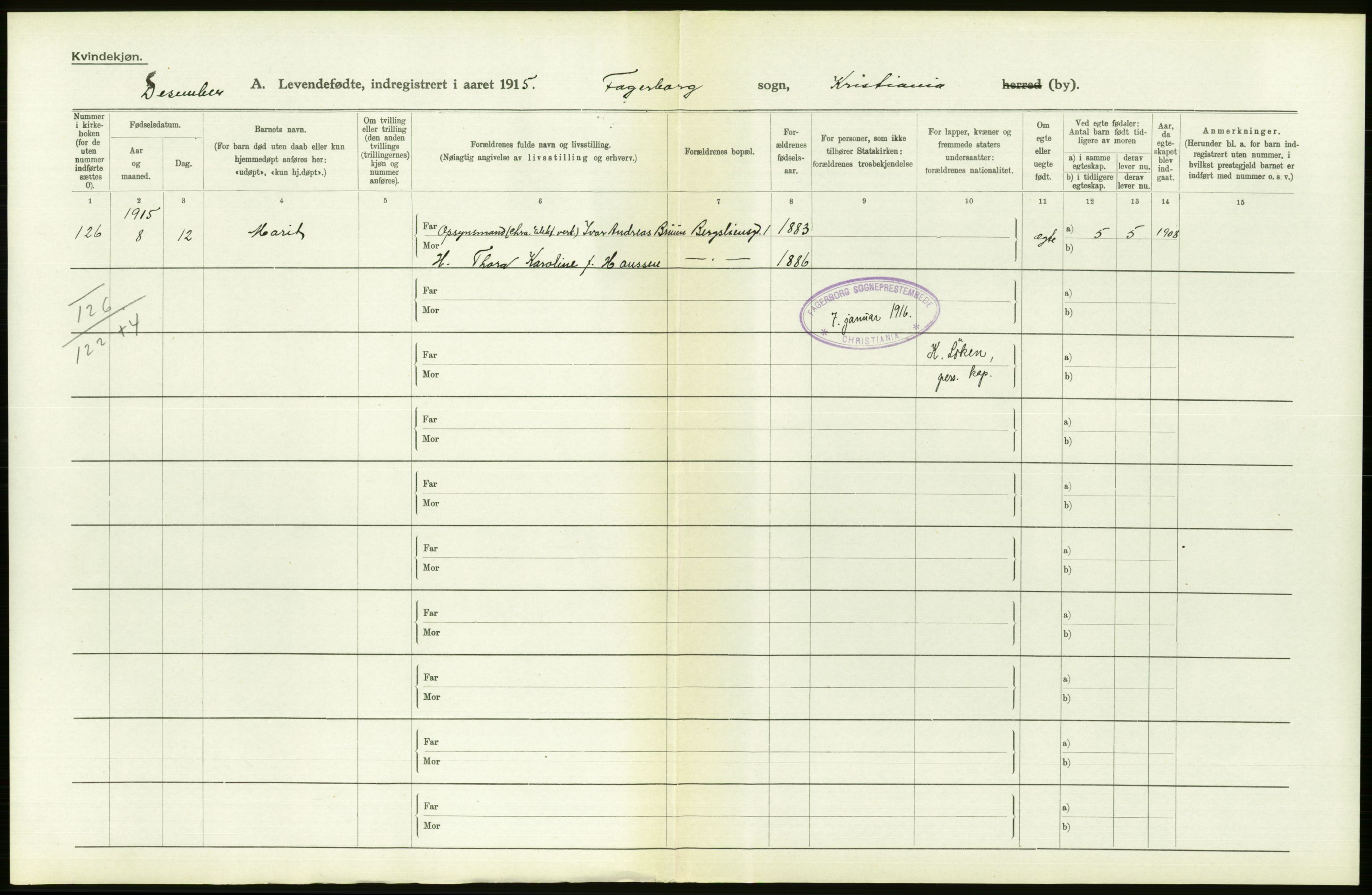 Statistisk sentralbyrå, Sosiodemografiske emner, Befolkning, AV/RA-S-2228/D/Df/Dfb/Dfbe/L0006: Kristiania: Levendefødte menn og kvinner., 1915, s. 540