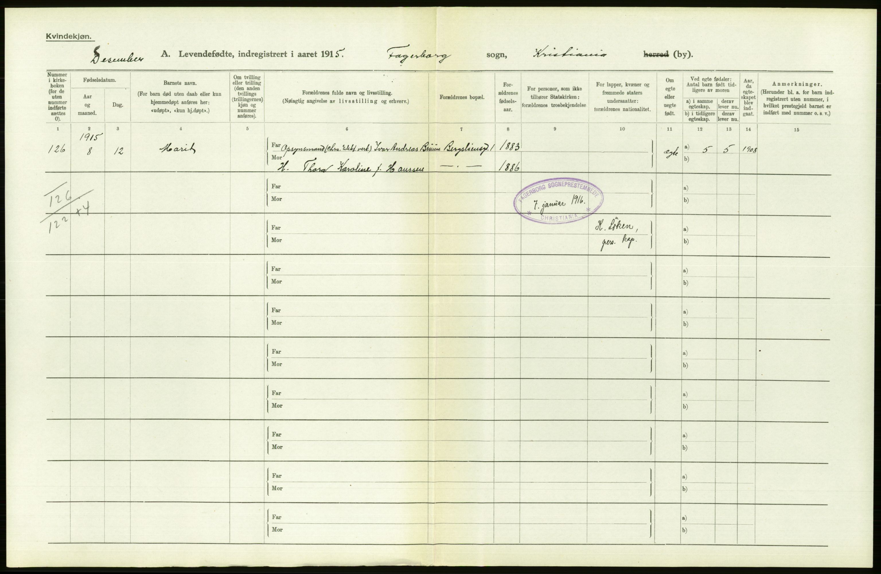 Statistisk sentralbyrå, Sosiodemografiske emner, Befolkning, RA/S-2228/D/Df/Dfb/Dfbe/L0006: Kristiania: Levendefødte menn og kvinner., 1915, s. 540