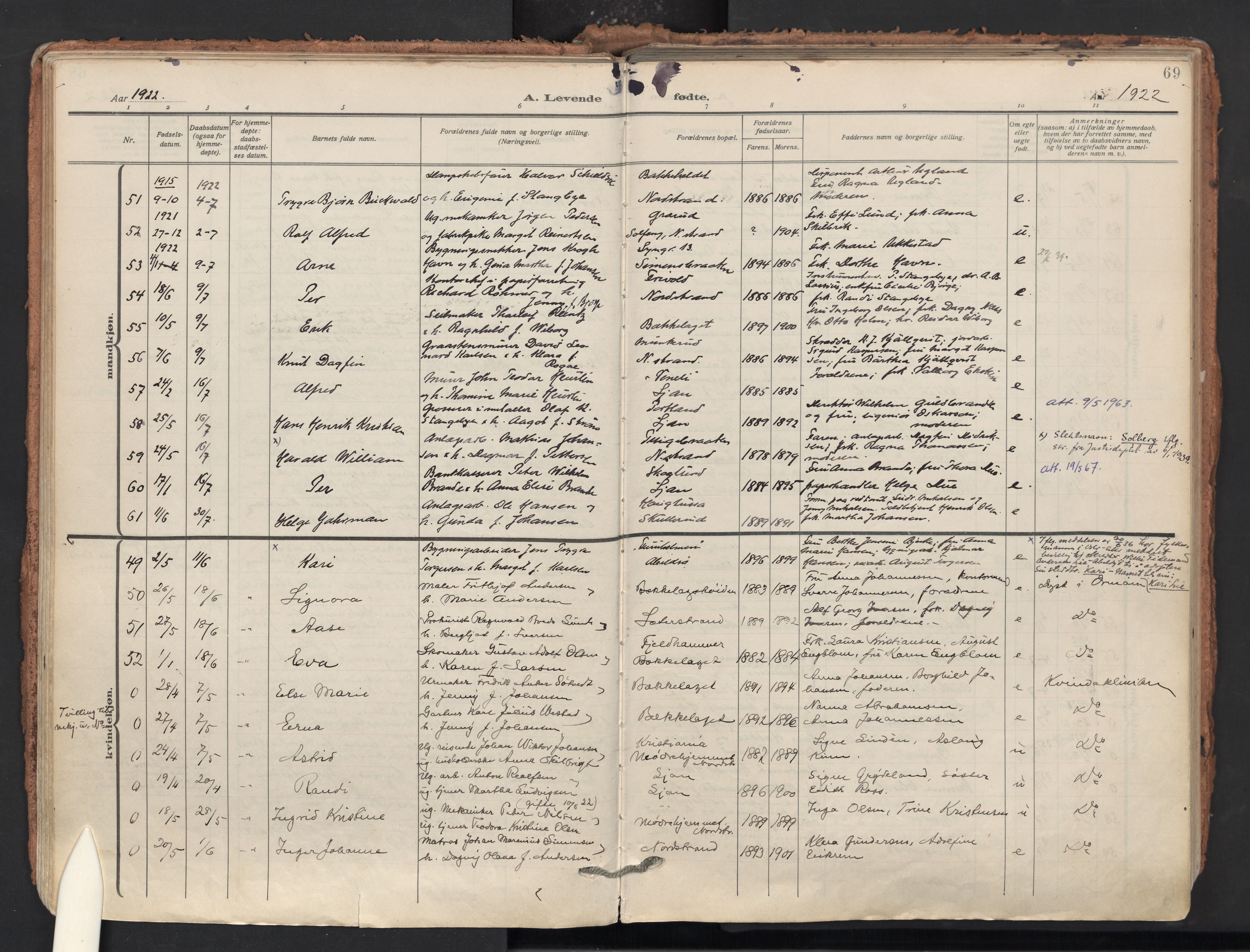 Nordstrand prestekontor Kirkebøker, AV/SAO-A-10362a/F/Fa/L0002: Ministerialbok nr. 2, 1914-1929, s. 69