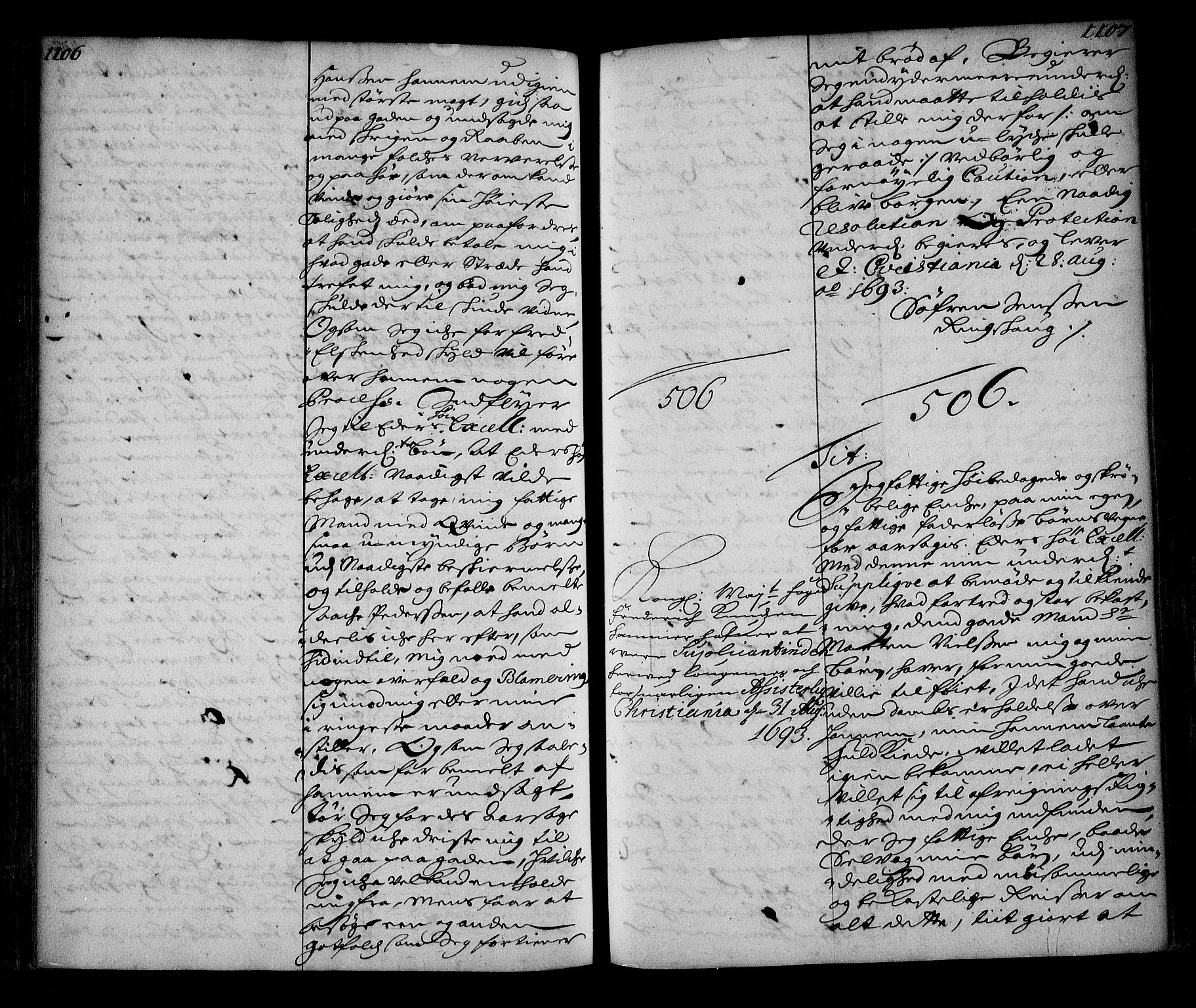 Stattholderembetet 1572-1771, RA/EA-2870/Ae/L0010: Supplikasjons- og resolusjonsprotokoll, 1692-1693, s. 1106-1107