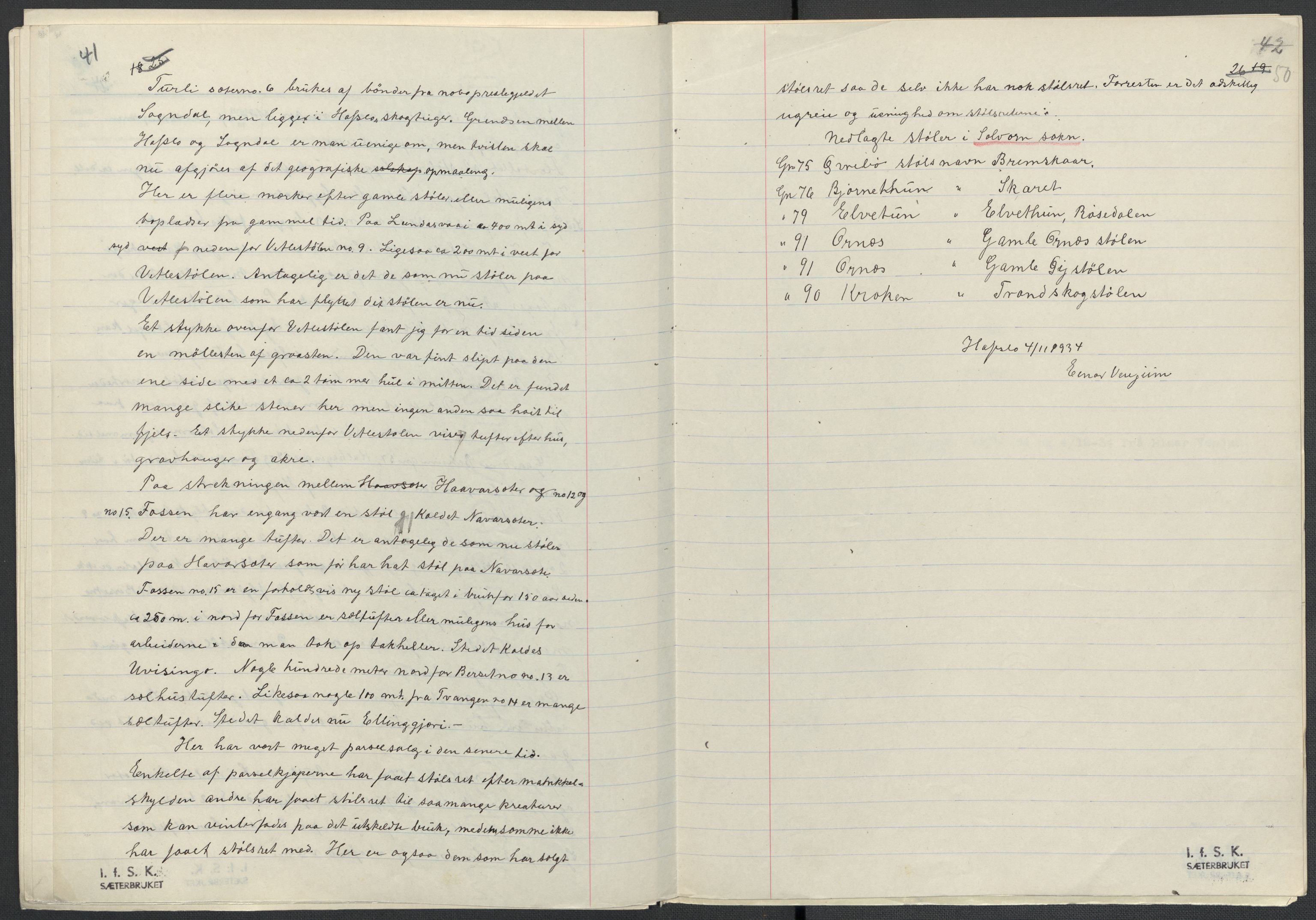 Instituttet for sammenlignende kulturforskning, AV/RA-PA-0424/F/Fc/L0011/0001: Eske B11: / Sogn og Fjordane (perm XXVIII), 1934-1935, s. 50