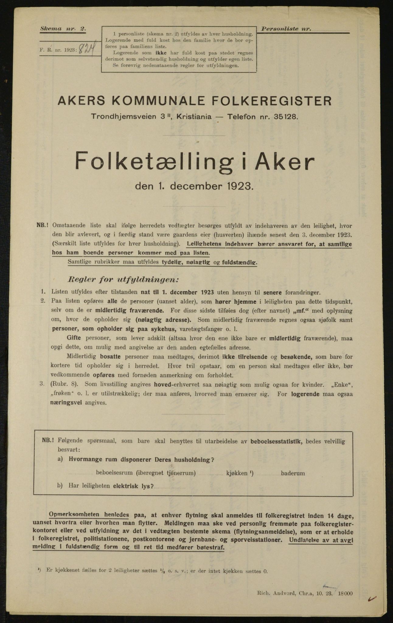 , Kommunal folketelling 1.12.1923 for Aker, 1923, s. 12455