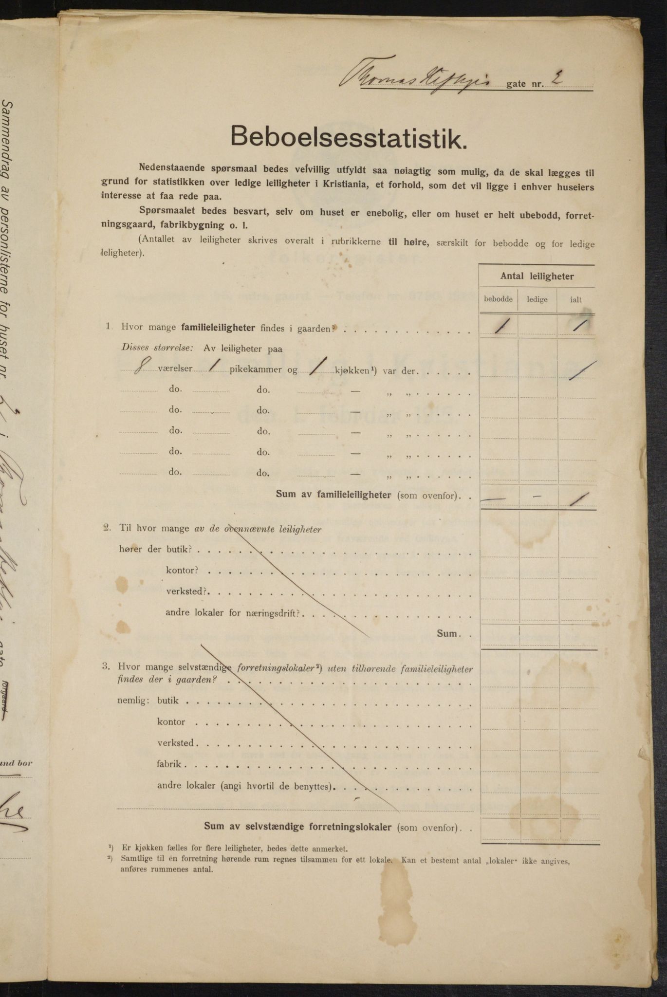 OBA, Kommunal folketelling 1.2.1915 for Kristiania, 1915, s. 109045