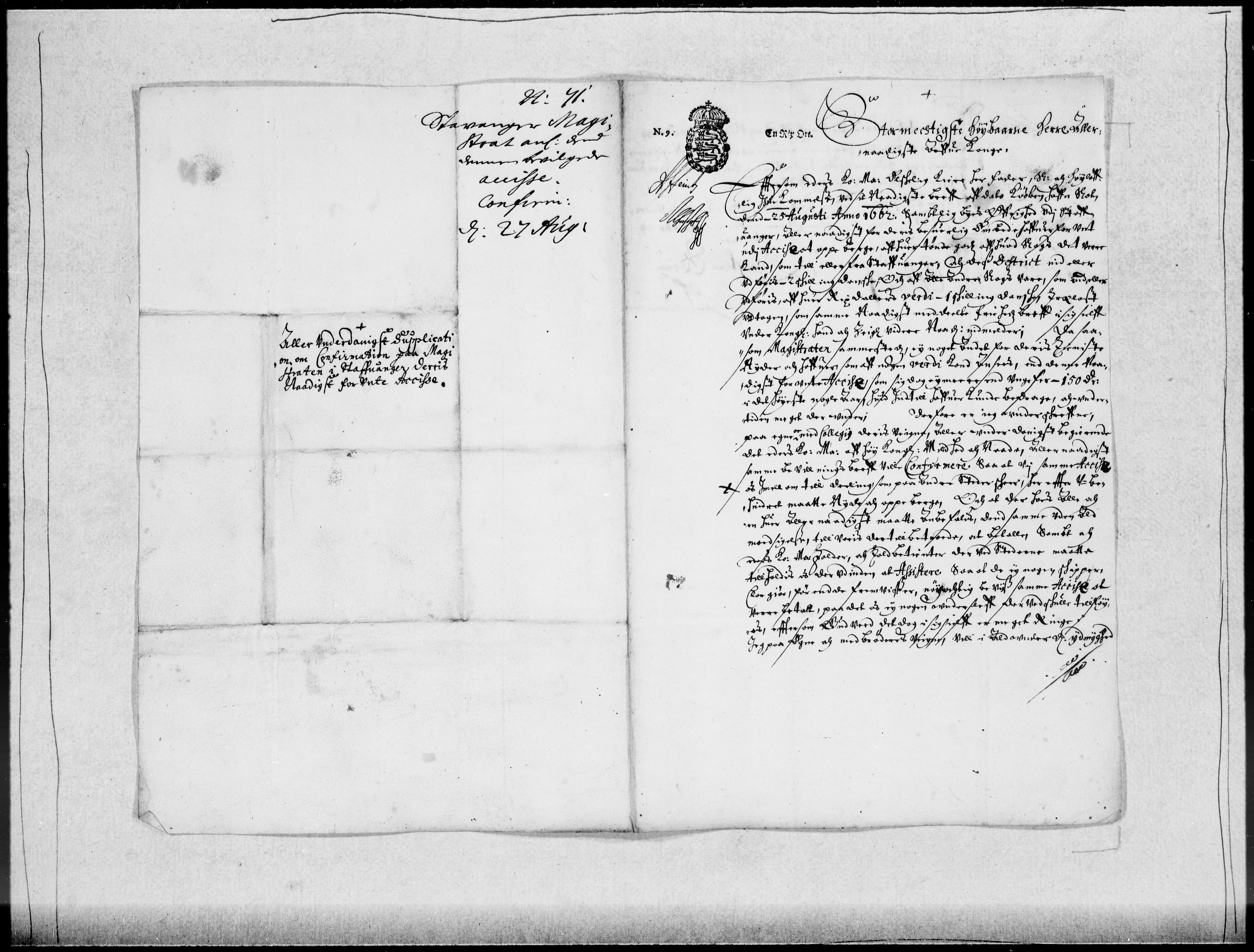 Danske Kanselli 1572-1799, RA/EA-3023/F/Fc/Fcc/Fcca/L0031: Norske innlegg 1572-1799, 1671-1673, s. 1
