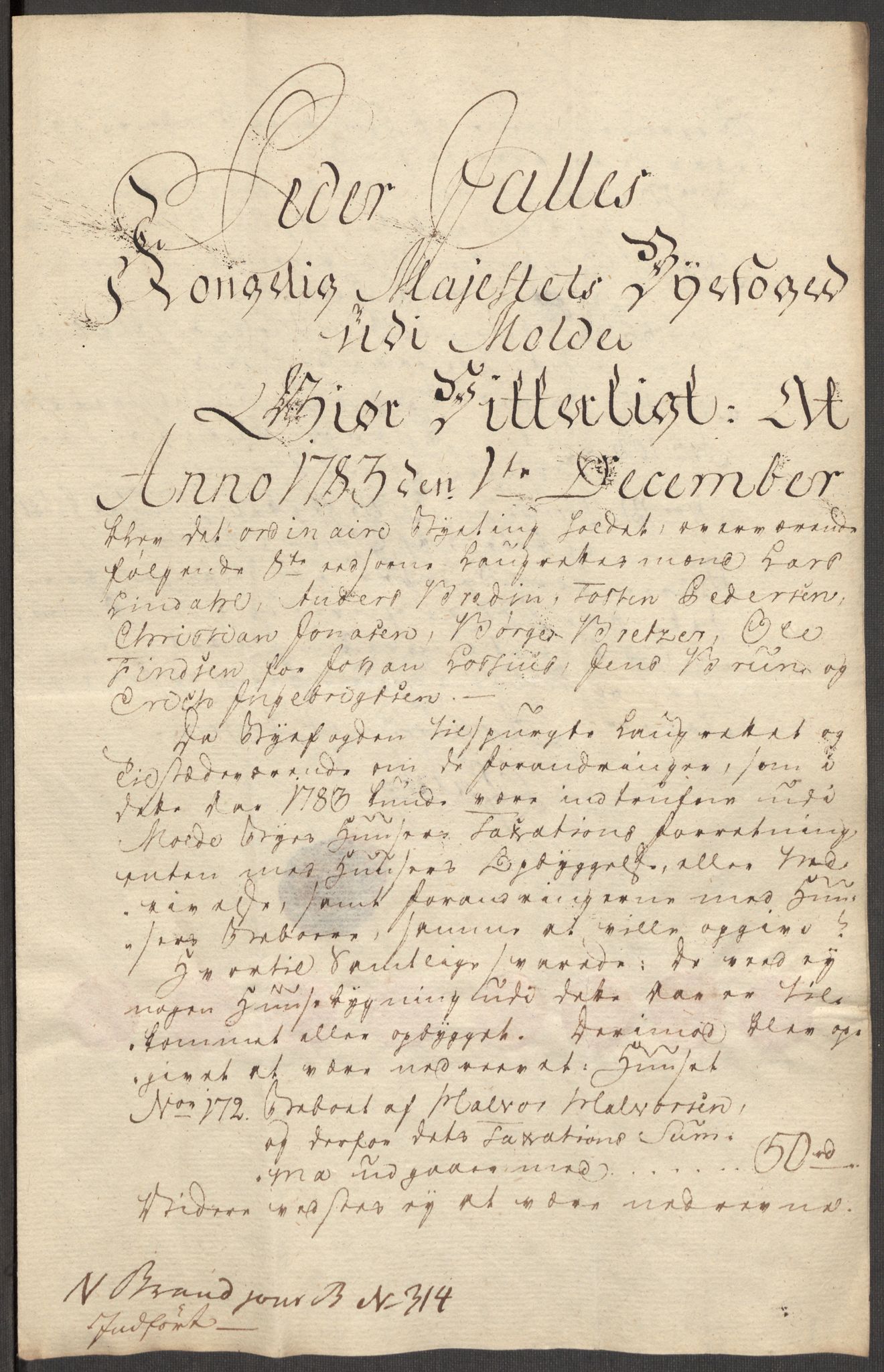 Kommersekollegiet, Brannforsikringskontoret 1767-1814, AV/RA-EA-5458/F/Fa/L0039/0002: Molde / Dokumenter, 1767-1817