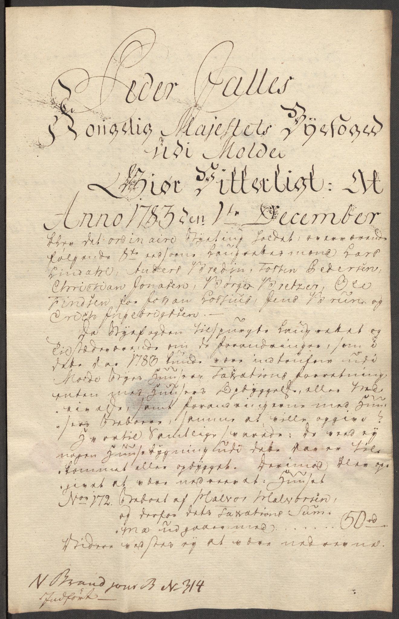 Kommersekollegiet, Brannforsikringskontoret 1767-1814, RA/EA-5458/F/Fa/L0039/0002: Molde / Dokumenter, 1767-1817