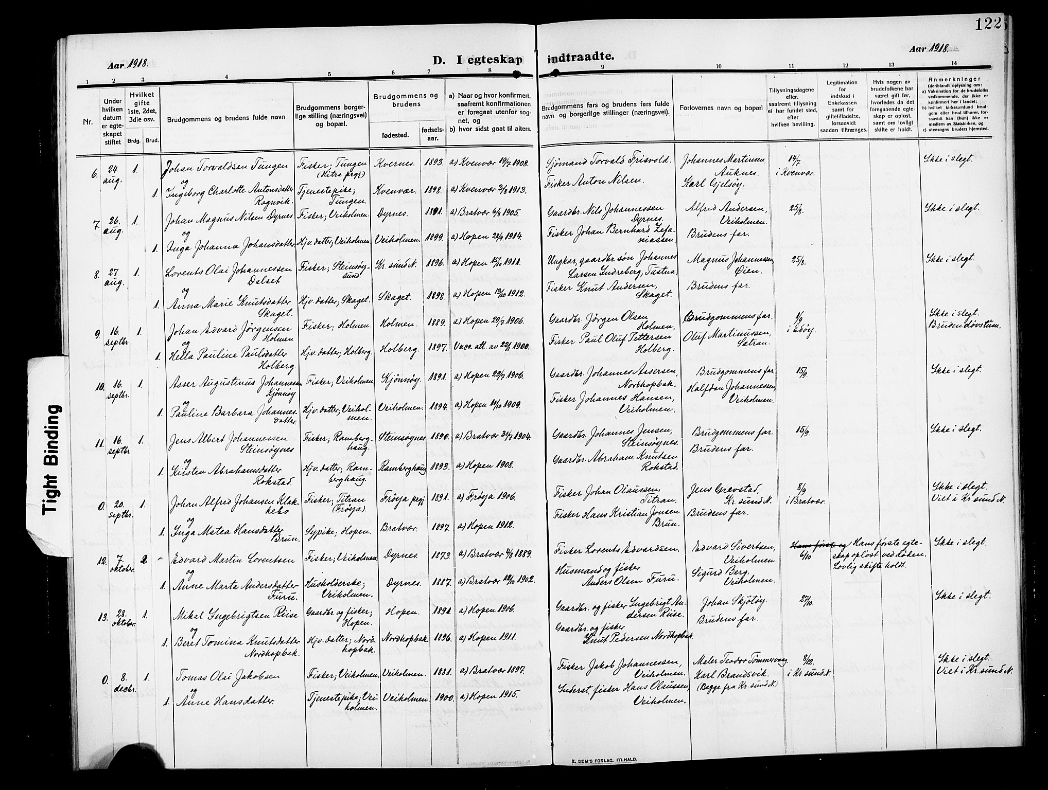 Ministerialprotokoller, klokkerbøker og fødselsregistre - Møre og Romsdal, SAT/A-1454/583/L0956: Klokkerbok nr. 583C01, 1909-1925, s. 122