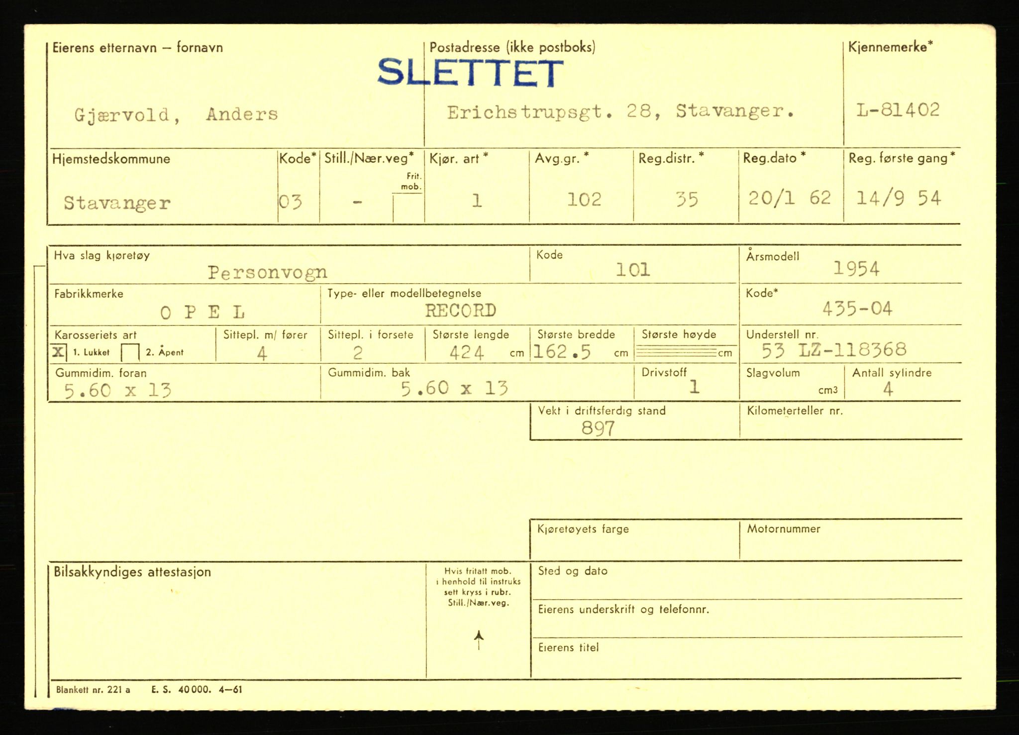 Stavanger trafikkstasjon, SAST/A-101942/0/F/L0071: L-80500 - L-82199, 1930-1971, s. 1575