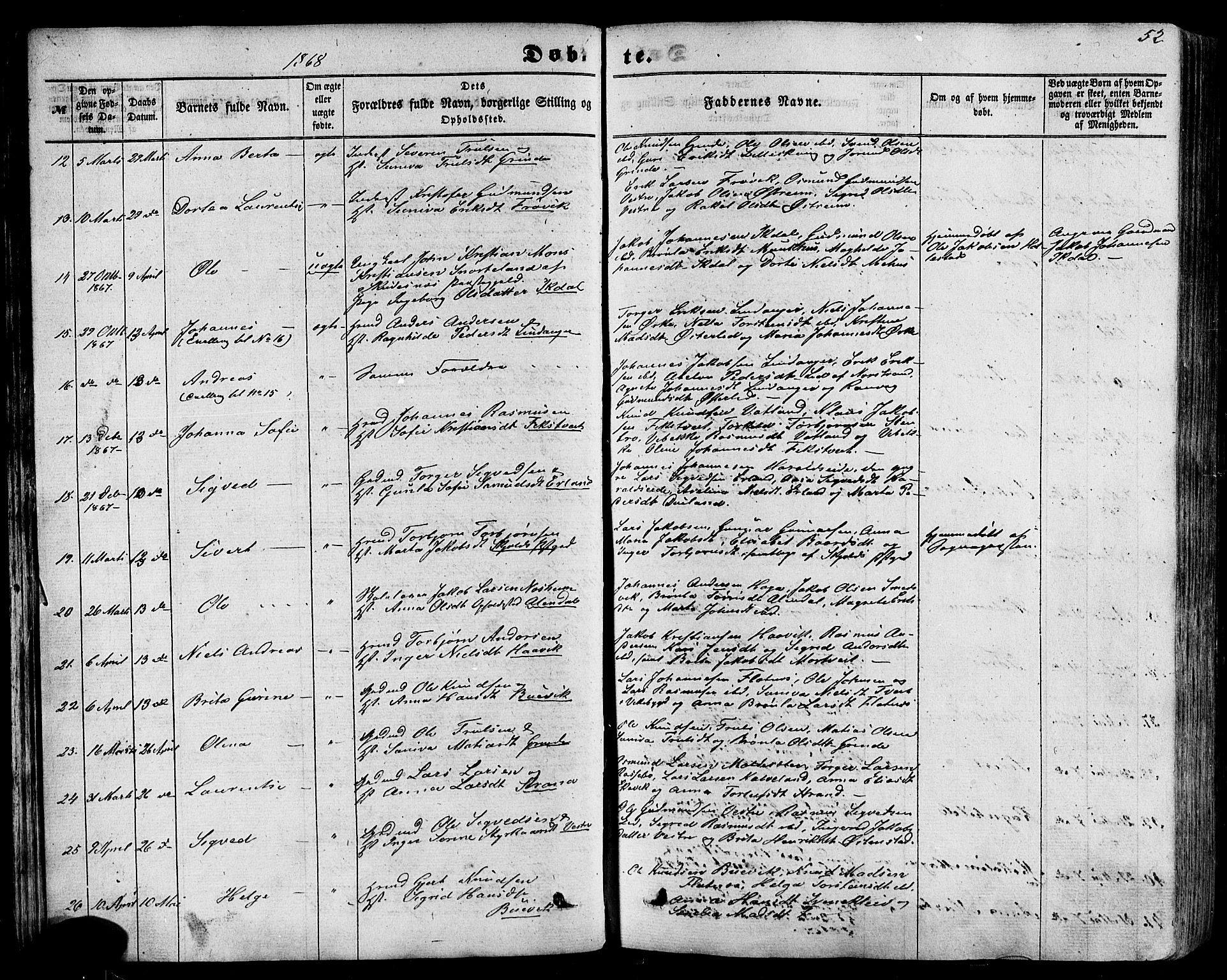 Skjold sokneprestkontor, AV/SAST-A-101847/H/Ha/Haa/L0008: Ministerialbok nr. A 8, 1856-1882, s. 52