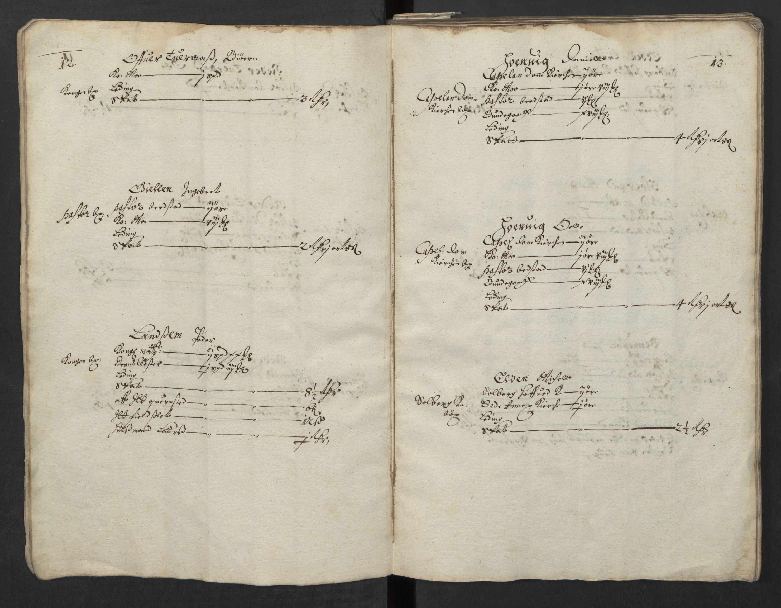 Rentekammeret inntil 1814, Realistisk ordnet avdeling, RA/EA-4070/L/L0029/0001: Trondheim lagdømme: / Alminnelig jordebok og skattemanntall - Inderøy, 1661, s. 12-13